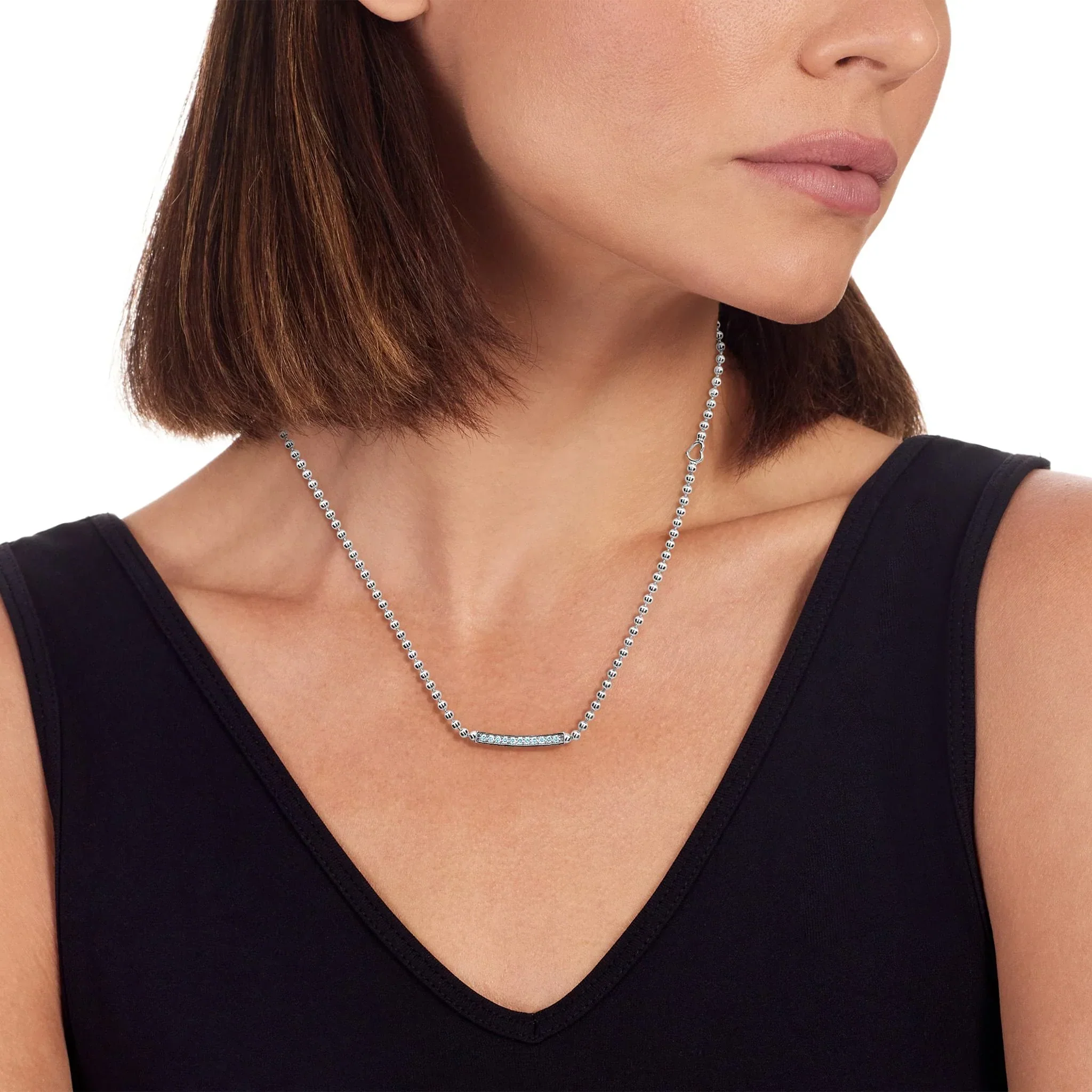 Small Station Diamond Beaded Necklace - Image 3