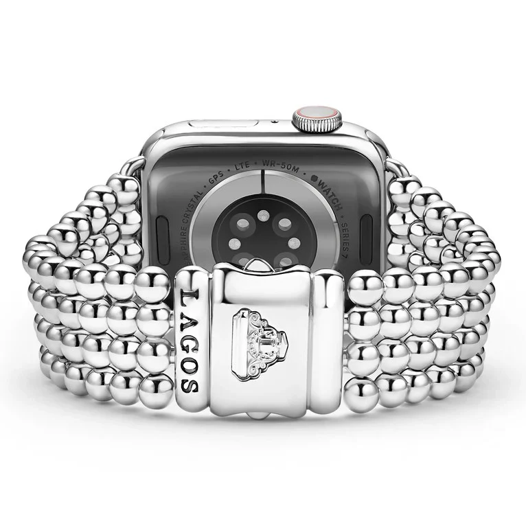 Stainless Steel Infinite Caviar Beaded Watch Bracelet - 38-45mm - Image 3