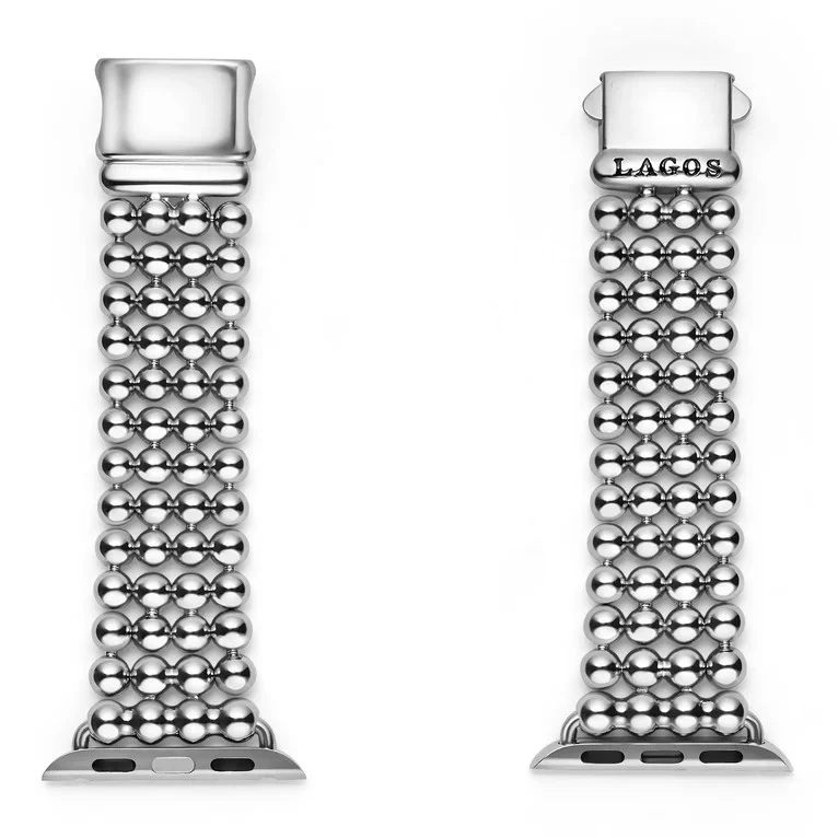 Stainless Steel Infinite Caviar Beaded Watch Bracelet - 38-45mm - Image 4