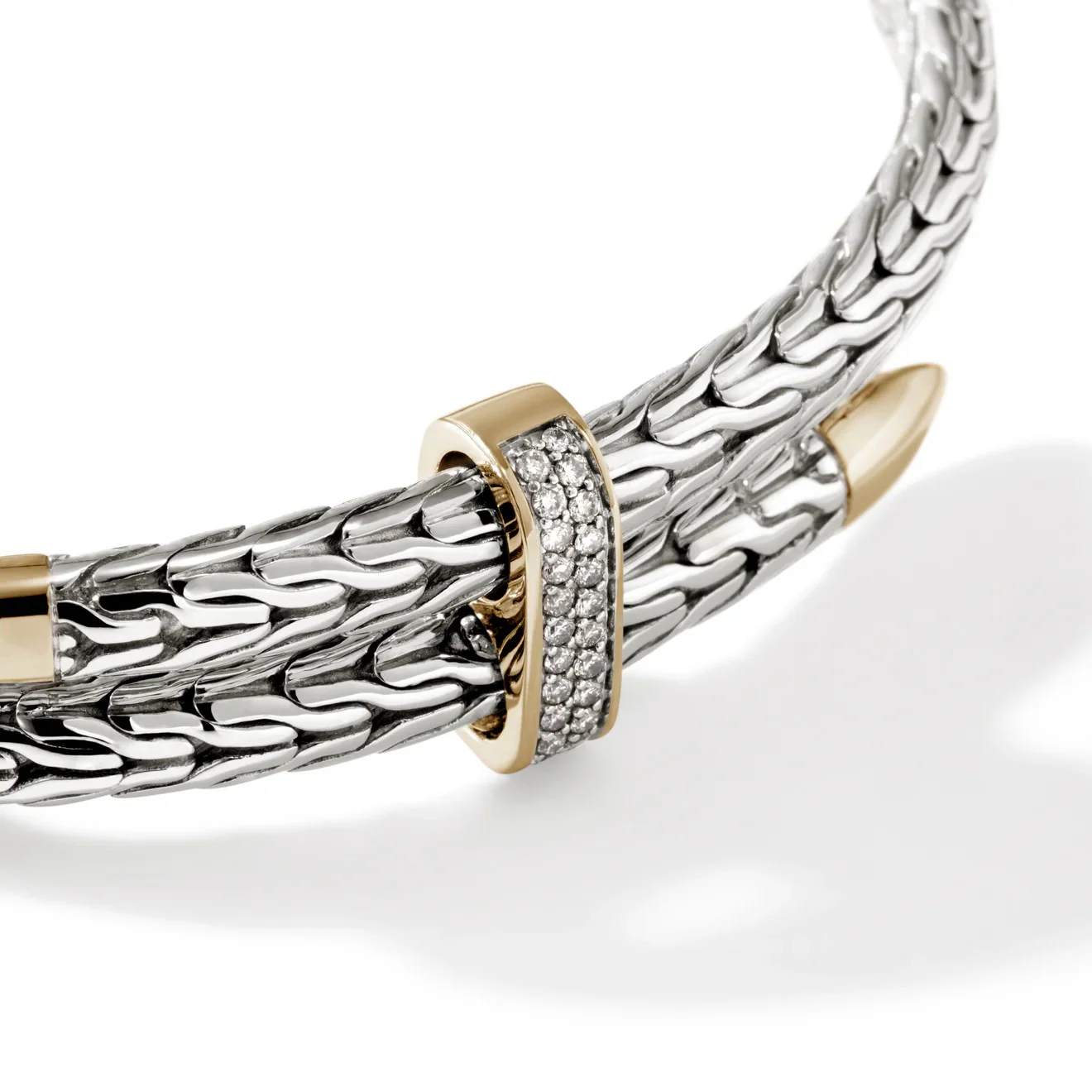 Sterling Silver & 14K Yellow Gold Spear Flex Cuff With Diamonds - Image 2