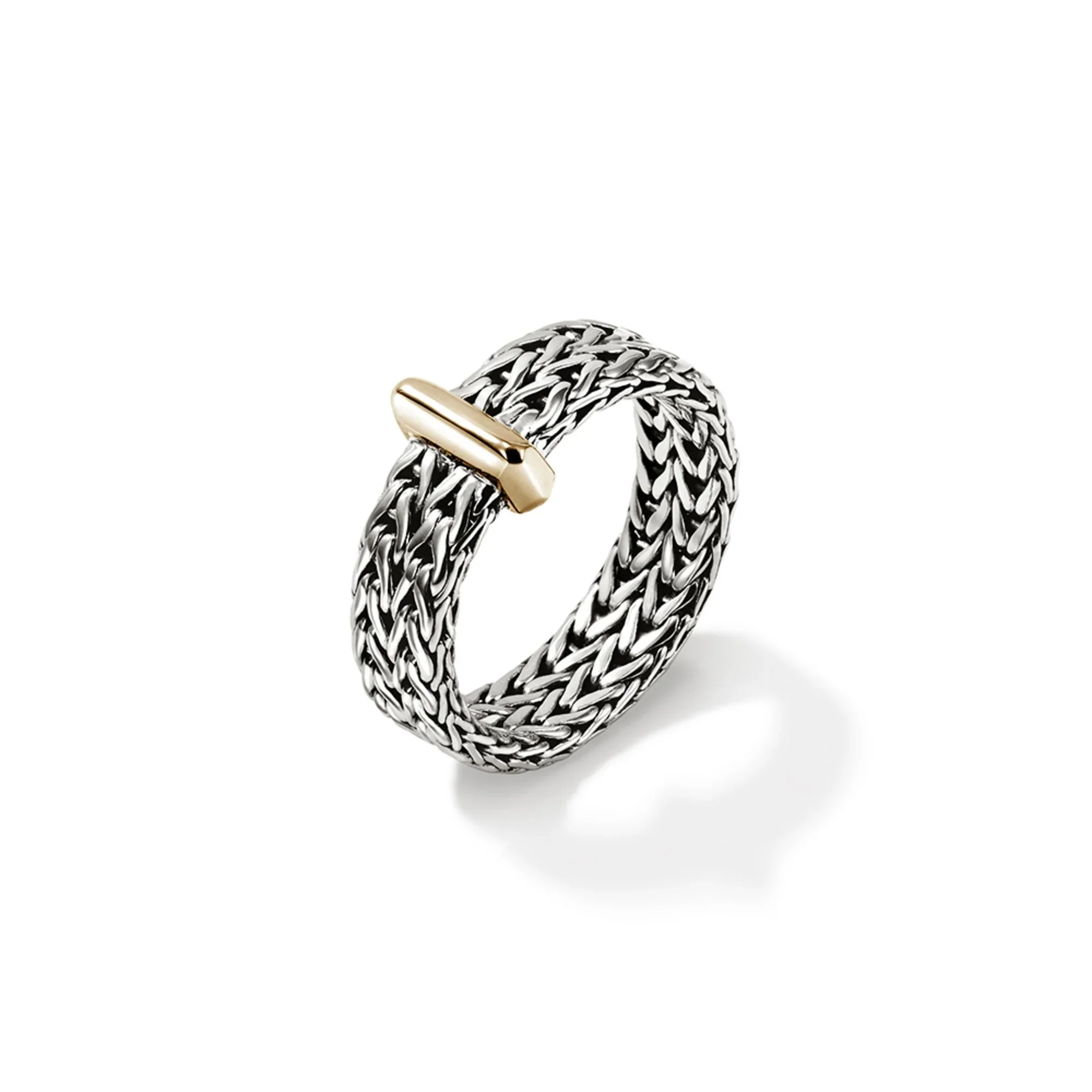 Sterling Silver and 14K yellow gold Icon Link Bar Ring - Image 4