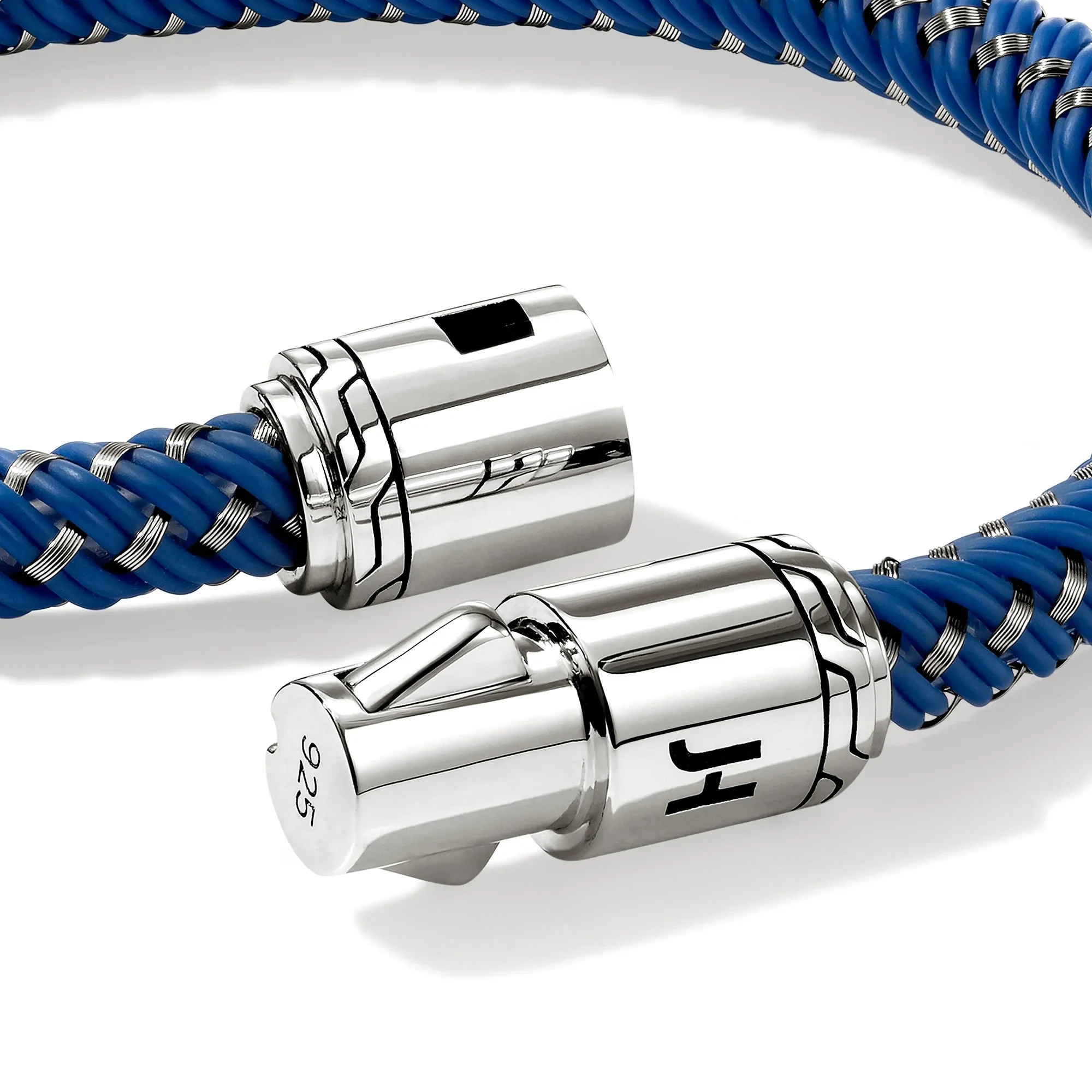 Sterling Silver & Blue Rubber Cord Bracelet - Image 2