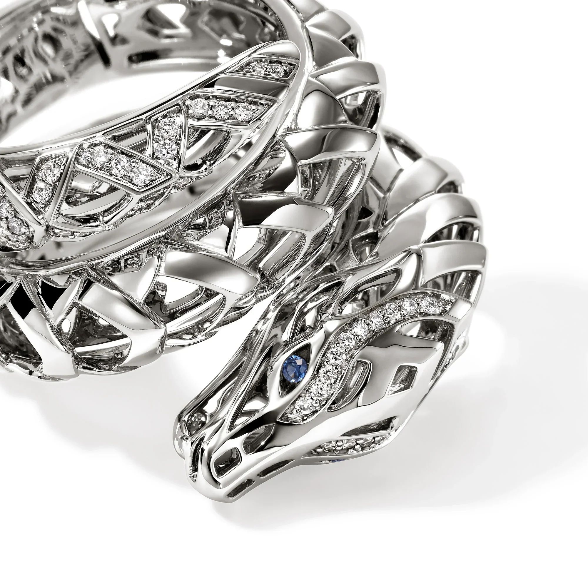 Sterling Silver Blue Sapphire Naga Ring - Image 2
