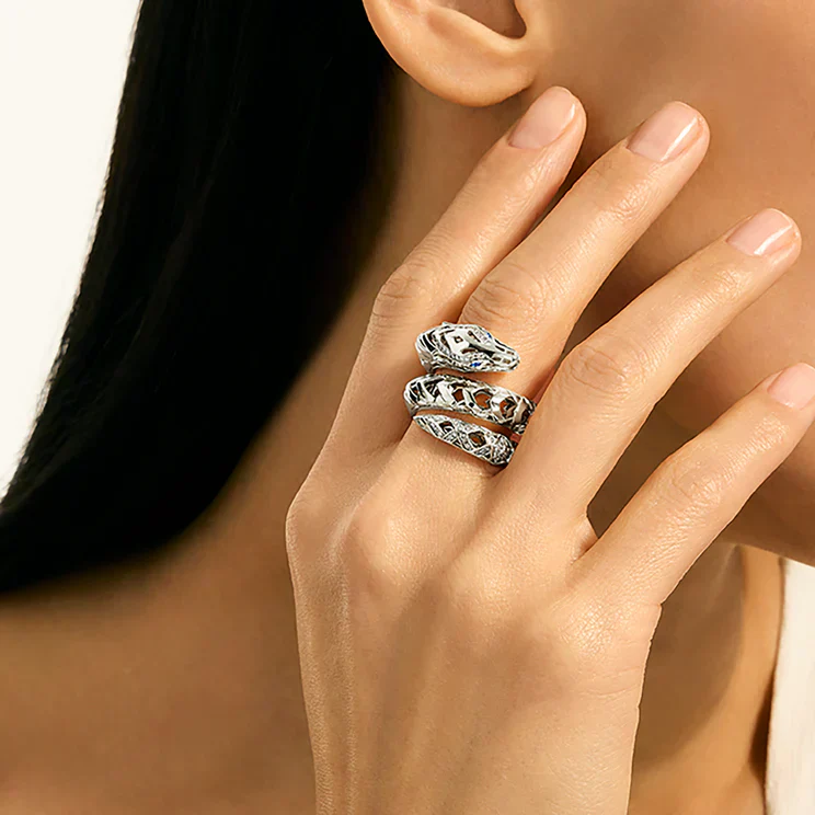 Sterling Silver Blue Sapphire Naga Ring - Image 3