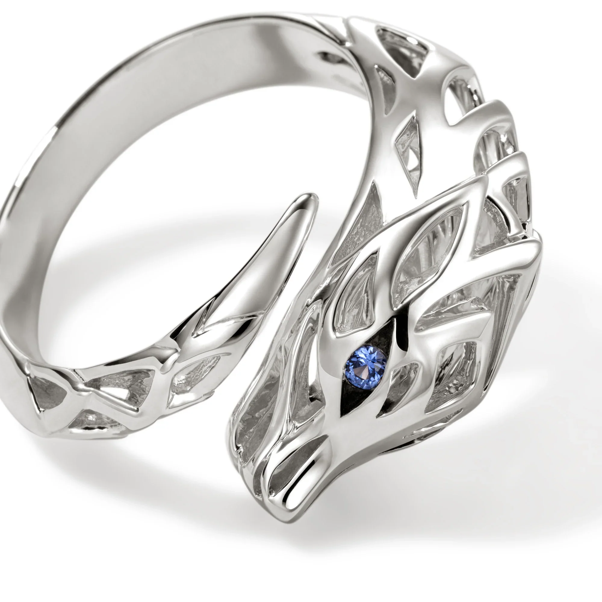 Sterling Silver Blue Sapphire Naga Ring - Image 2