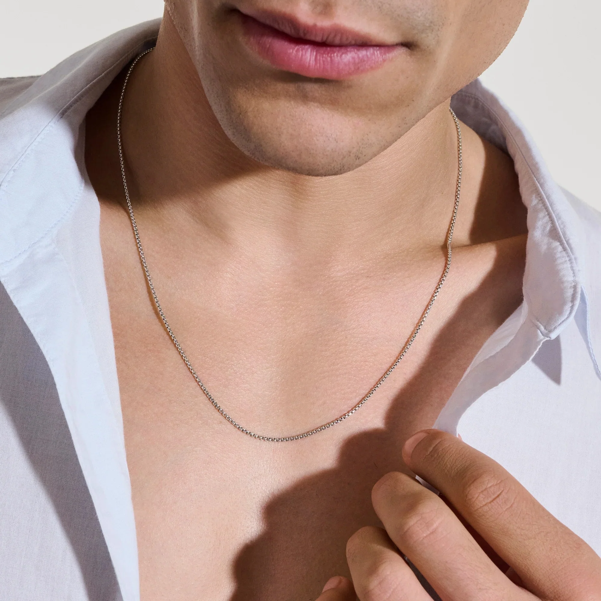 Sterling Silver Box Chain Necklace 1.6MM - Image 3
