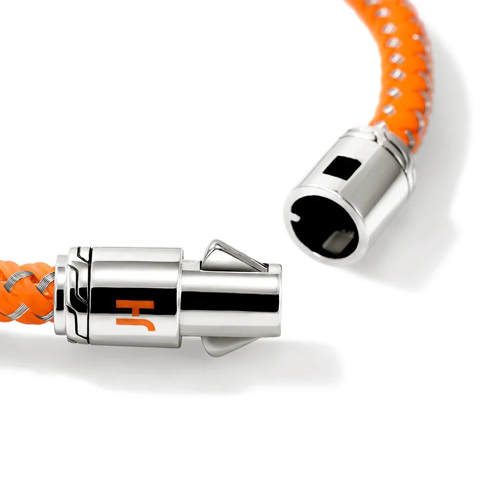Sterling Silver & Orange Rubber Cord Bracelet - Image 3