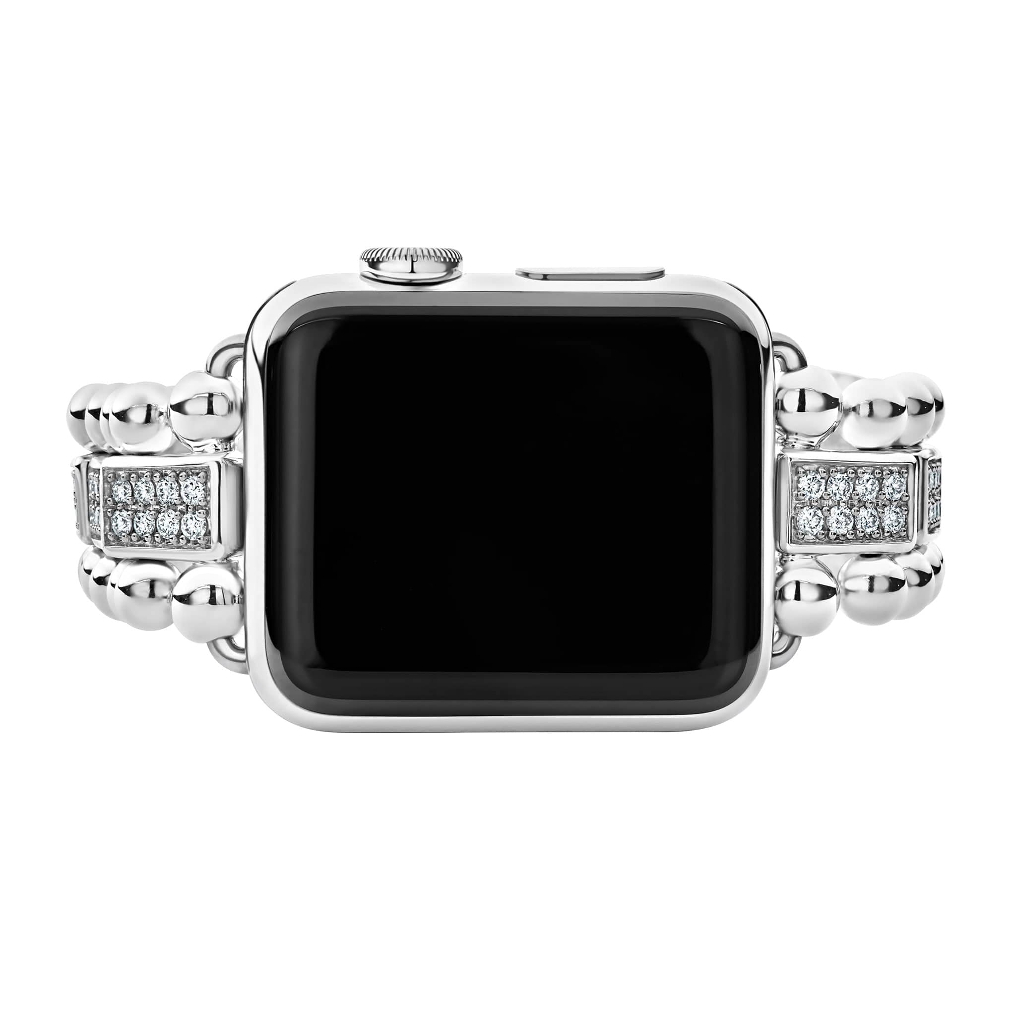Sterling Silver Half Diamond Watch Bracelet-38-45mm - Image 2