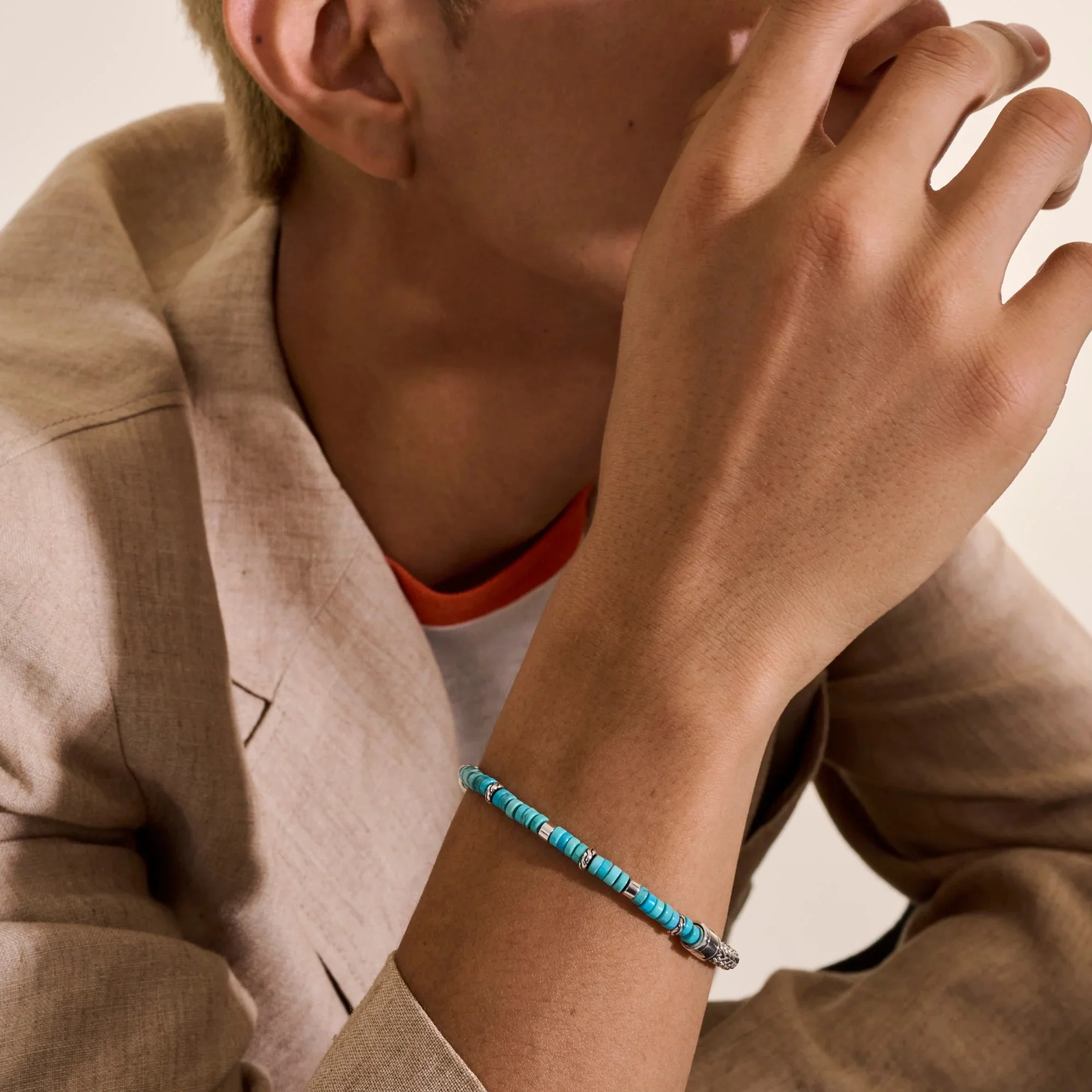 Sterling Silver Heishi Chain Bracelet - Image 2