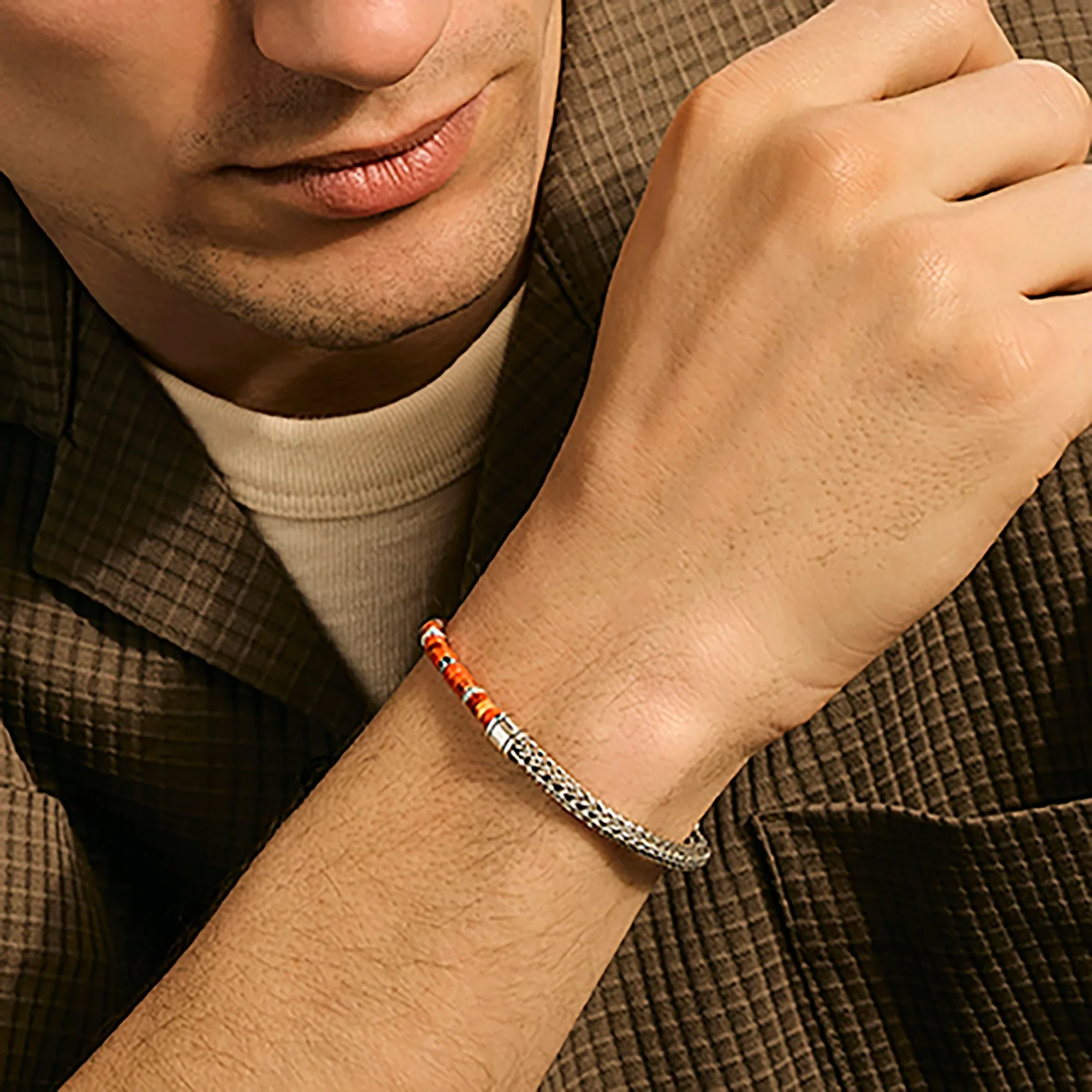 Sterling Silver Heishi Chain Bracelet - Image 2