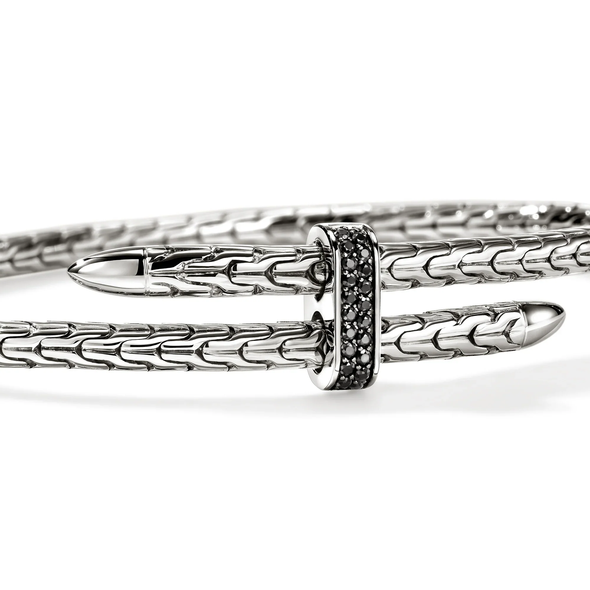Sterling Silver Spear Flex Cuff With Black Sapphires - Image 2