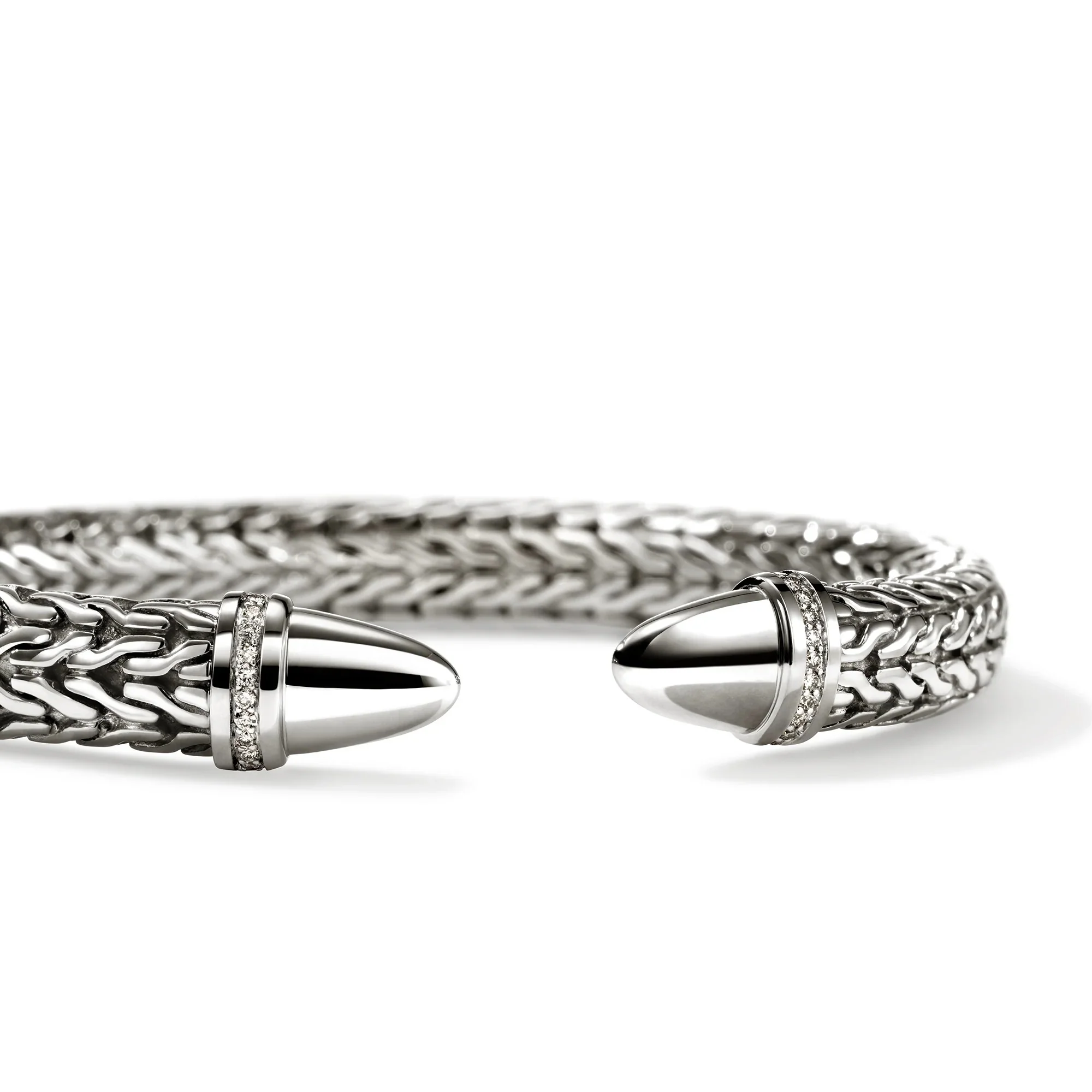 Sterling Silver Spear Flex Cuff With Diamonds 8.9MM - Image 2