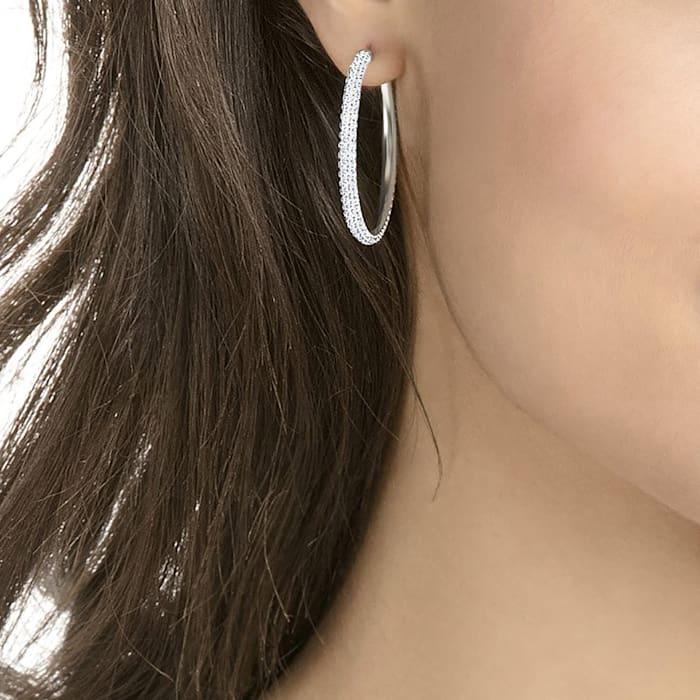 Stone Hoop Pierced Earrings - Image 3