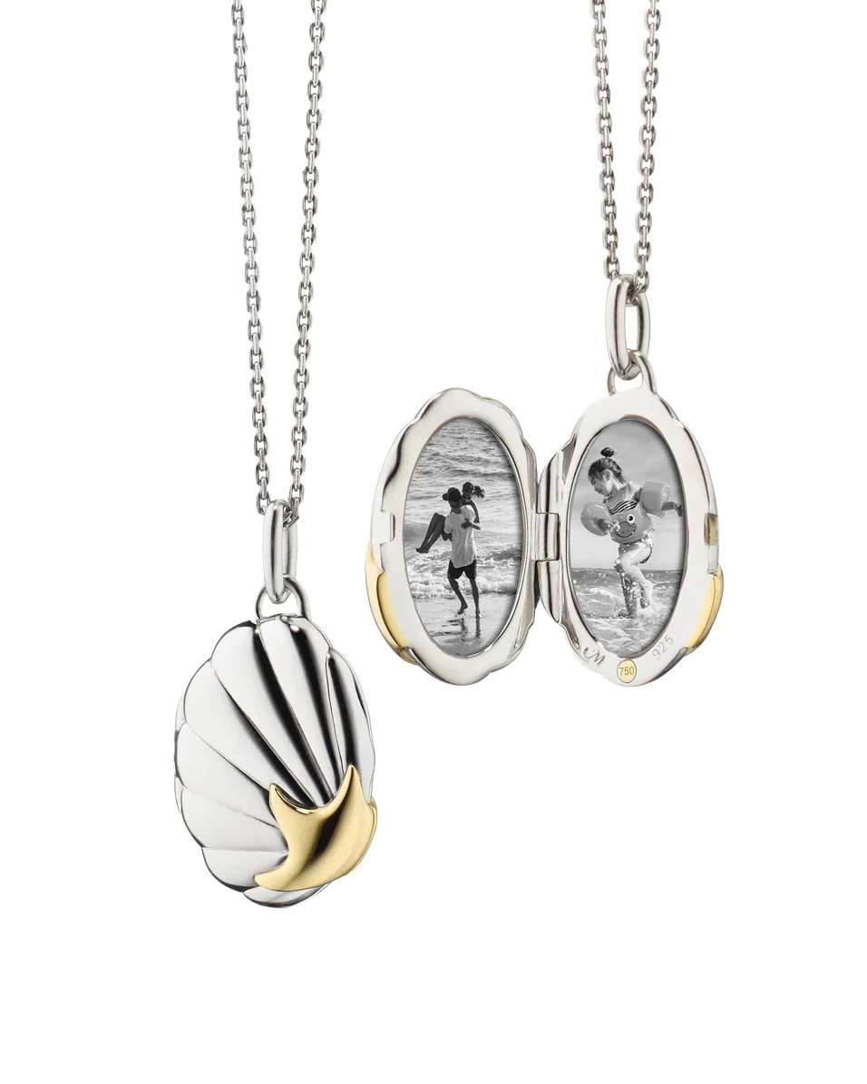 The "Neptune" Shell Two-Tone Locket Necklace - Image 2