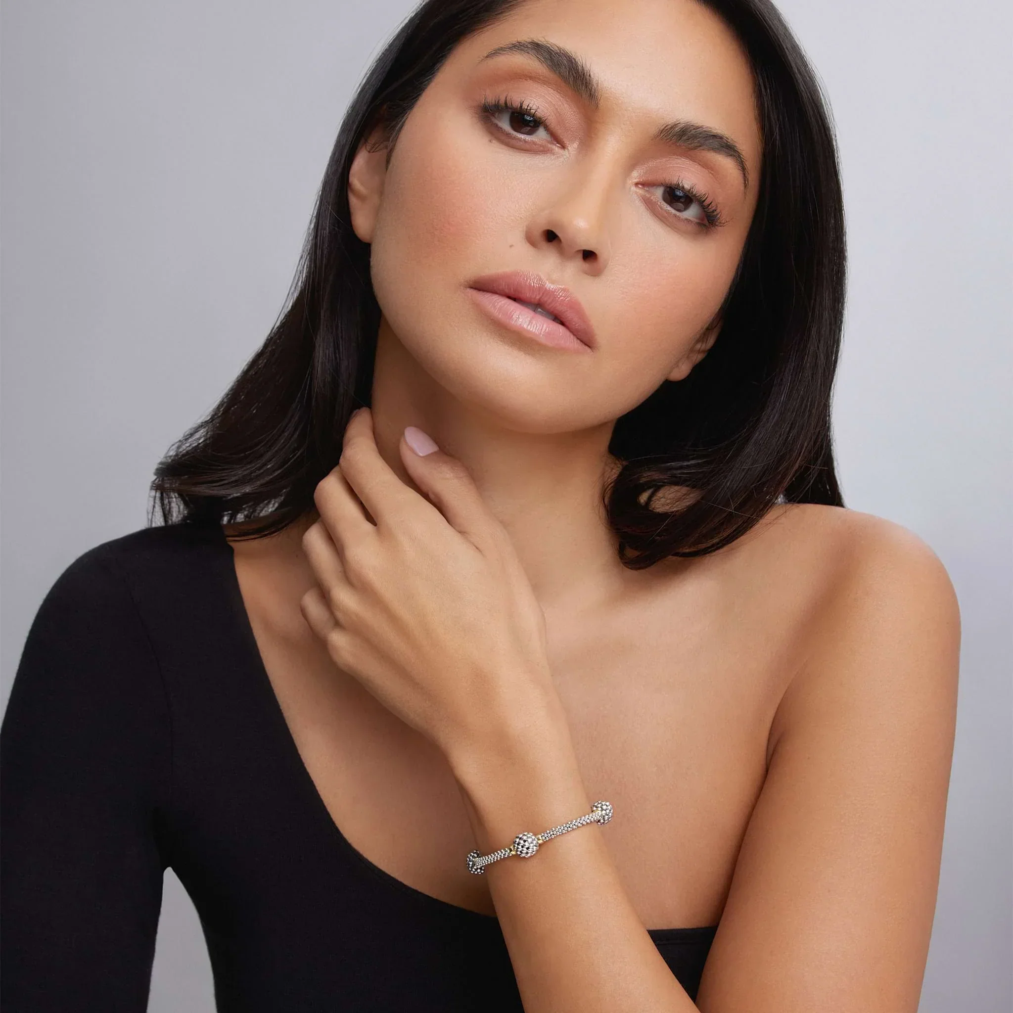 Three Station Caviar Beaded Bracelet - Image 3