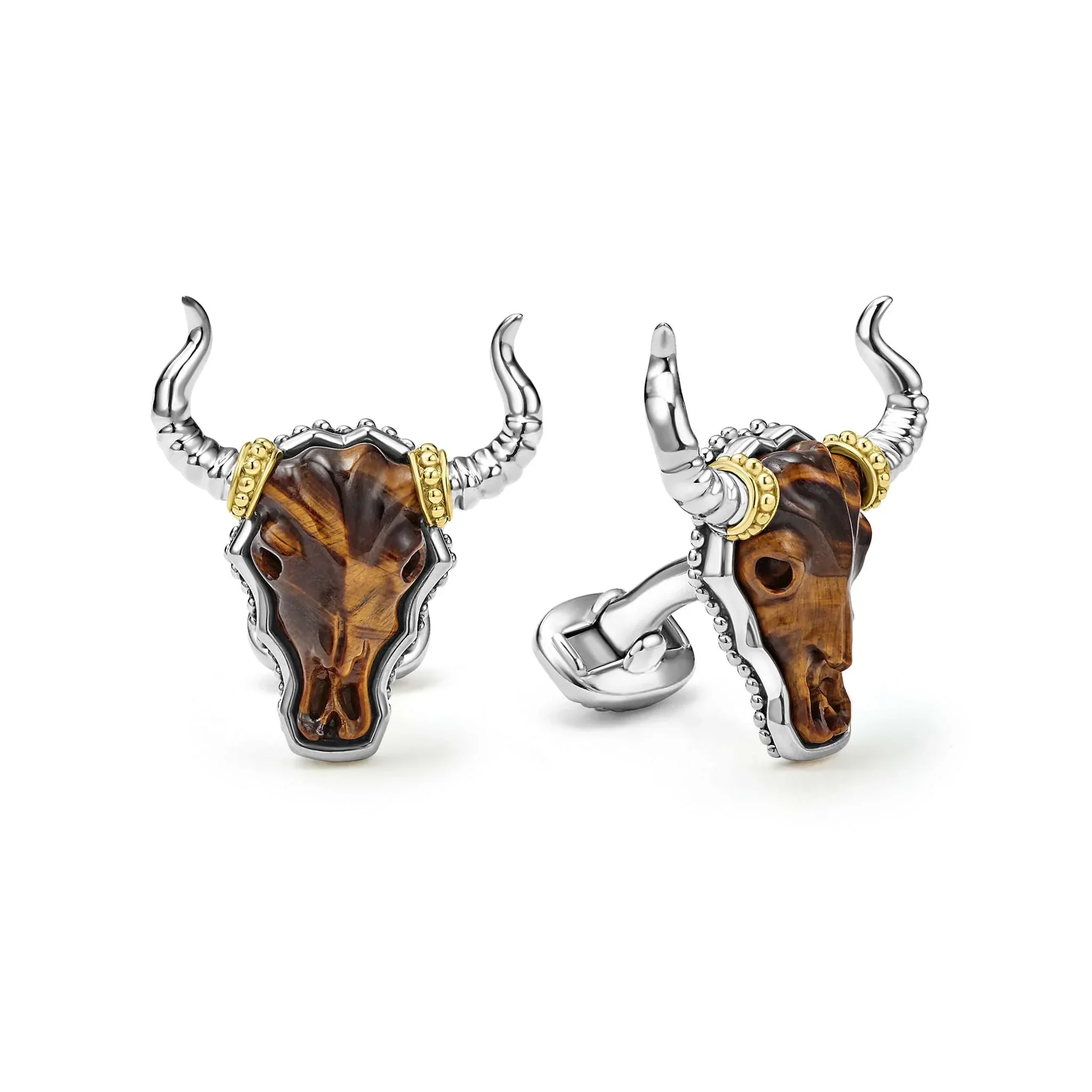 Tiger Eye Long Horn Cufflinks - Image 2