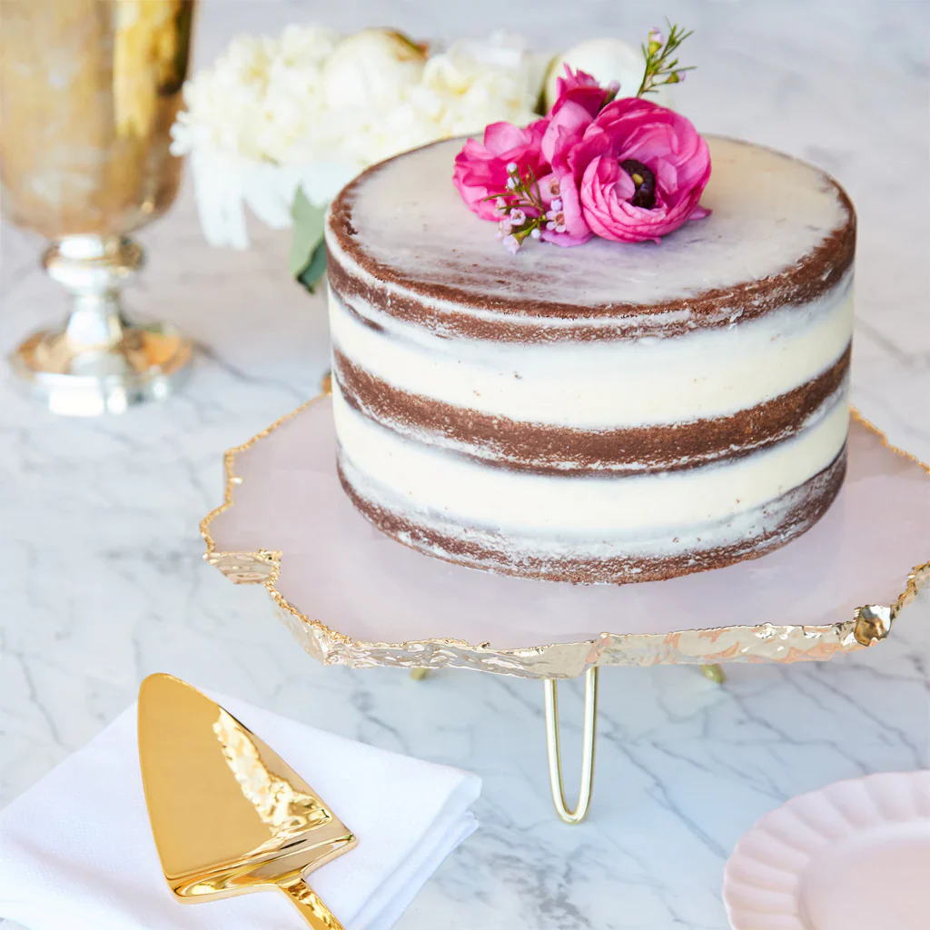 Torta Cake Stand, Rose Quartz & Gold - Image 2
