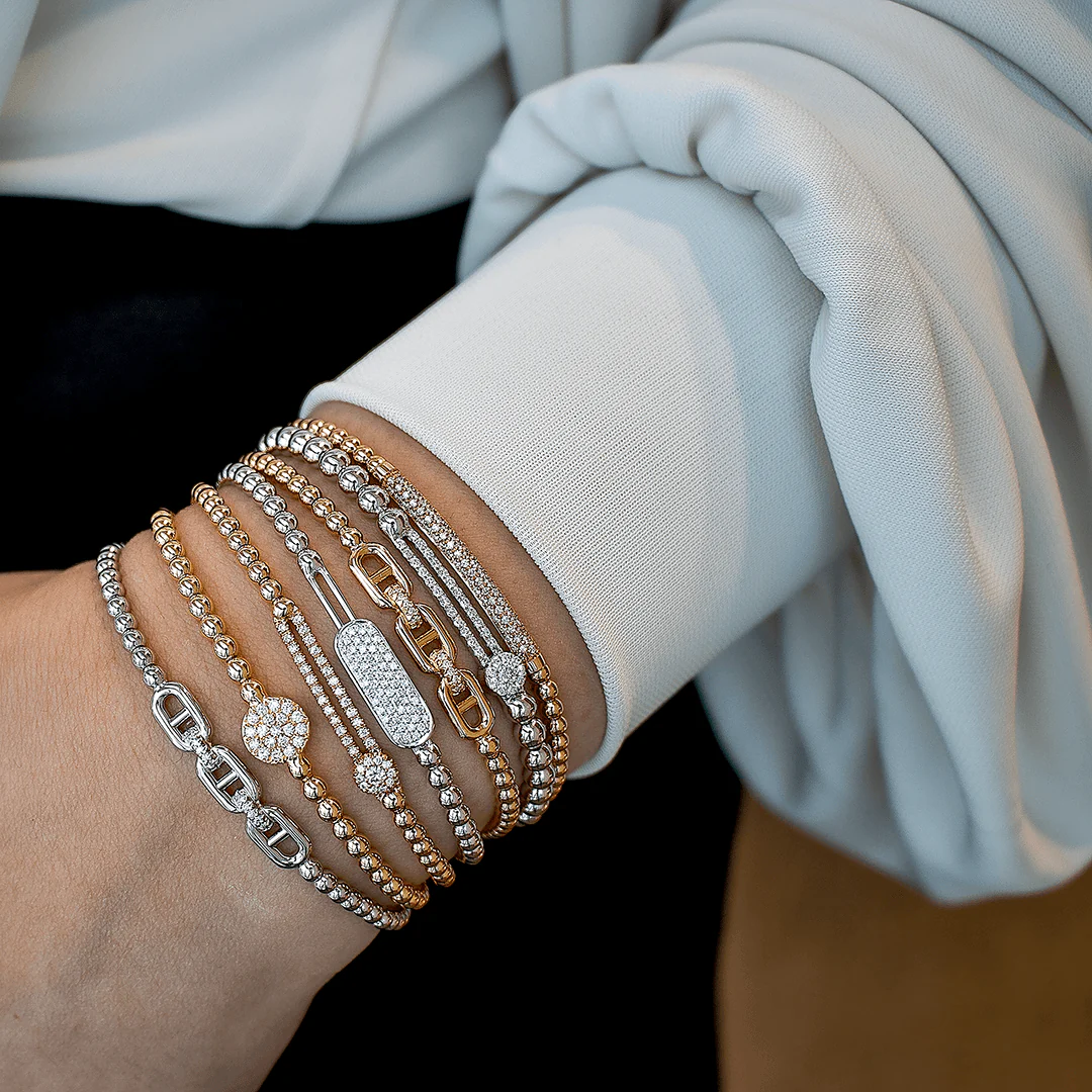 0.04ctw, 18K White Gold Tresore Stretch Bracelet - Image 2