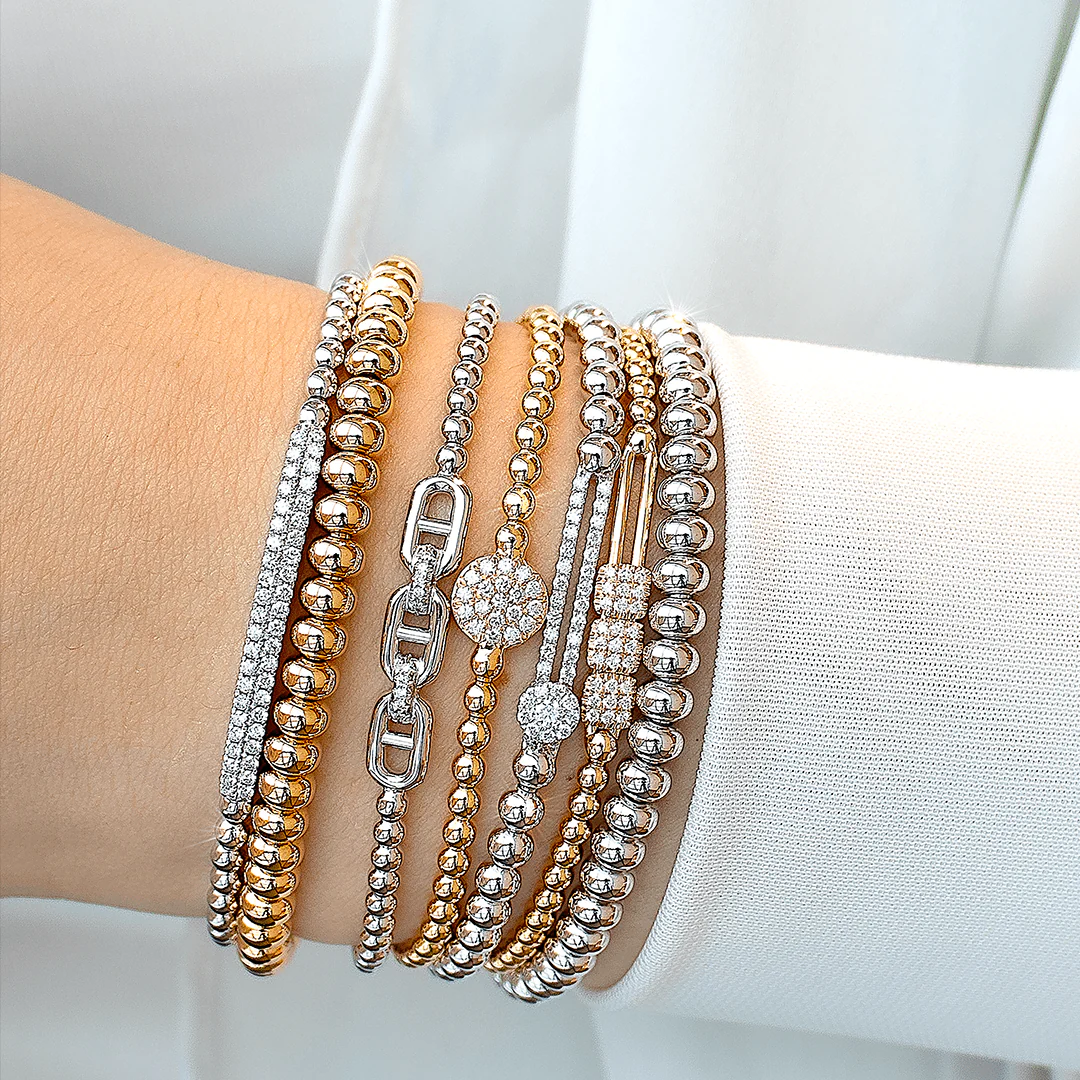 0.04ctw, 18K White Gold Tresore Stretch Bracelet - Image 3