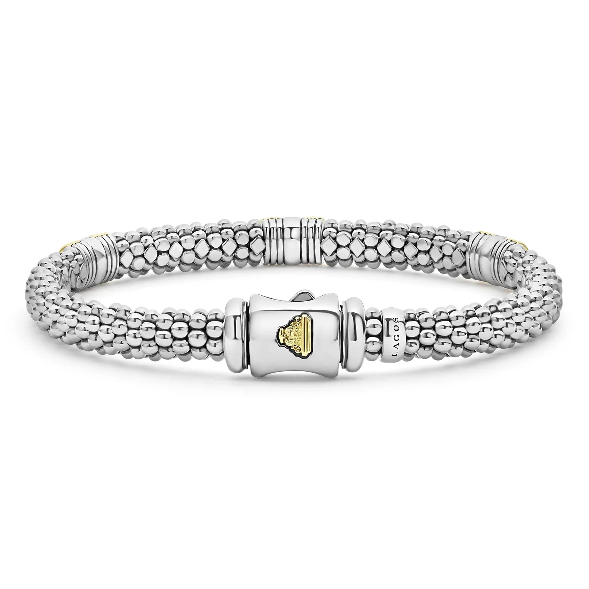 Triple Diamond Station Caviar Bracelet | 6mm - Image 2