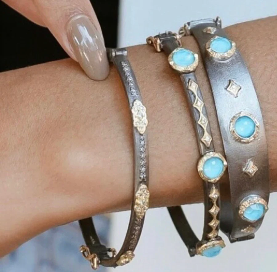 Turquoise Crivelli Bangle Bracelet - Image 3