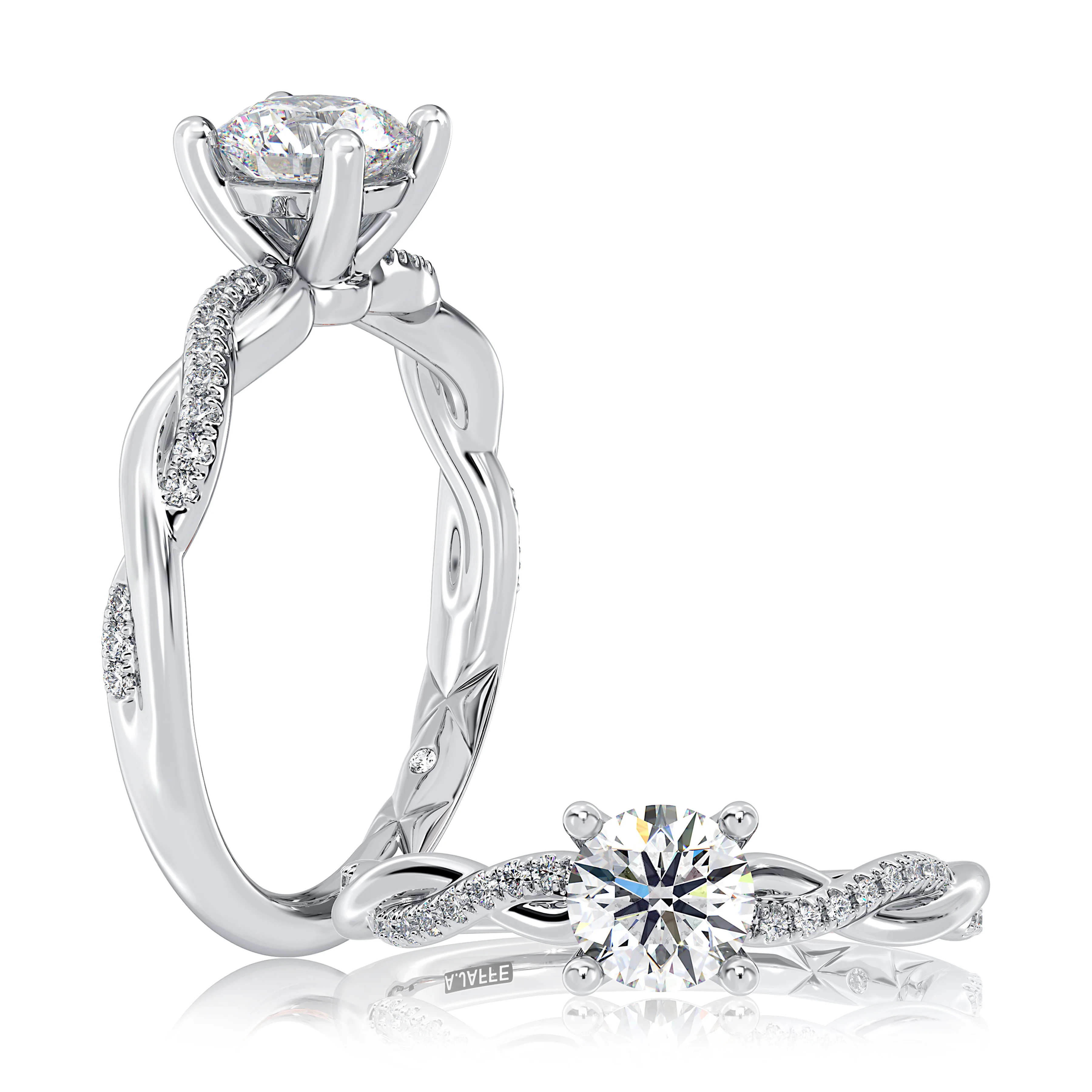 Twisted Shank Diamond Engagement Ring - Image 3