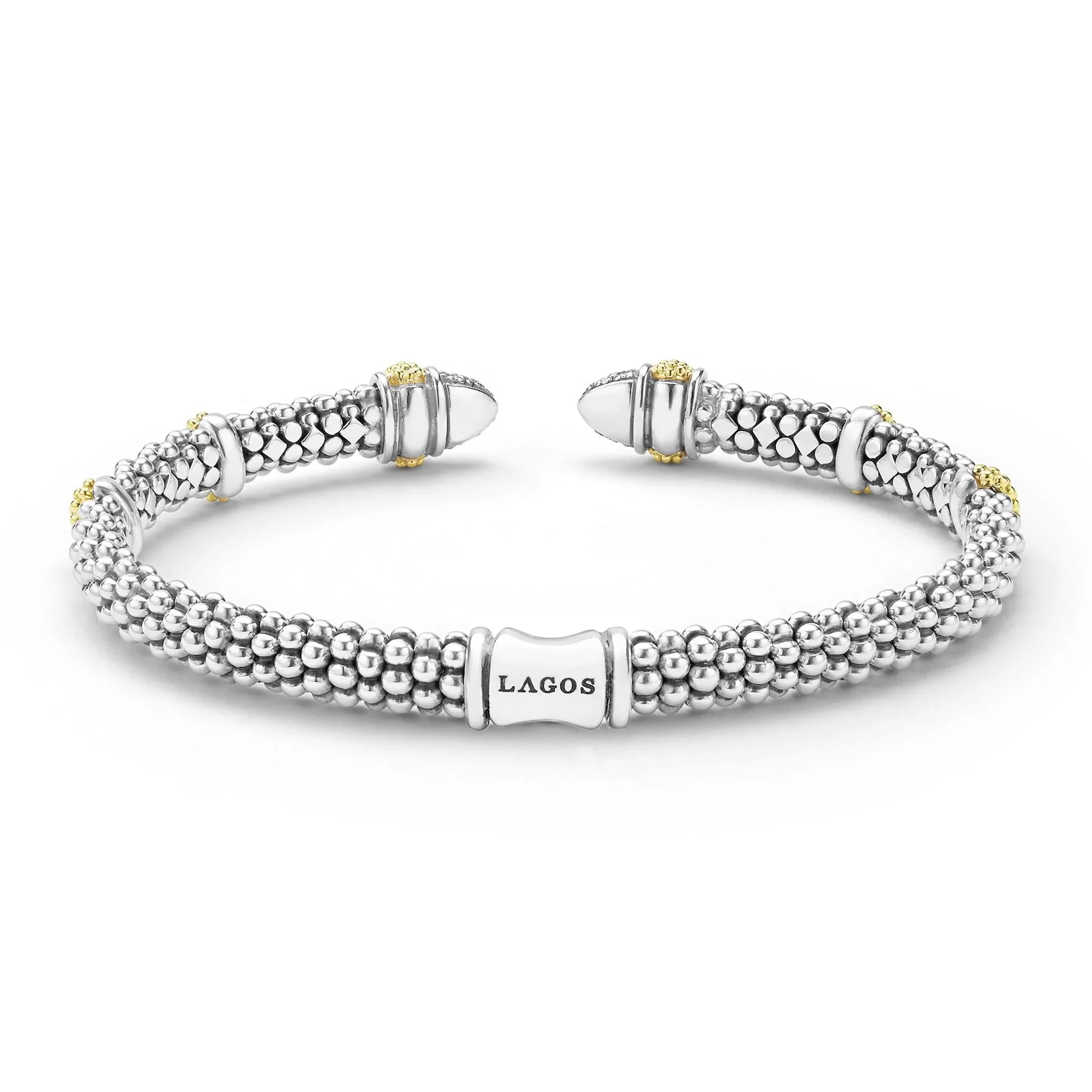 Two-Tone Caviar Diamond Versa Torque Bracelet | 5mm - Image 2