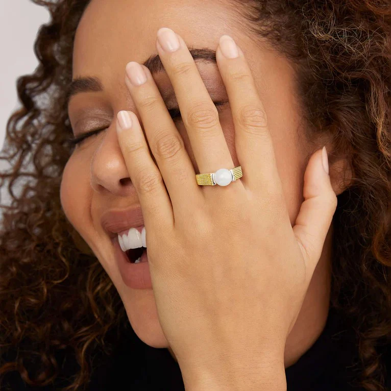 Two-Tone Caviar Pearl Ring - Image 2