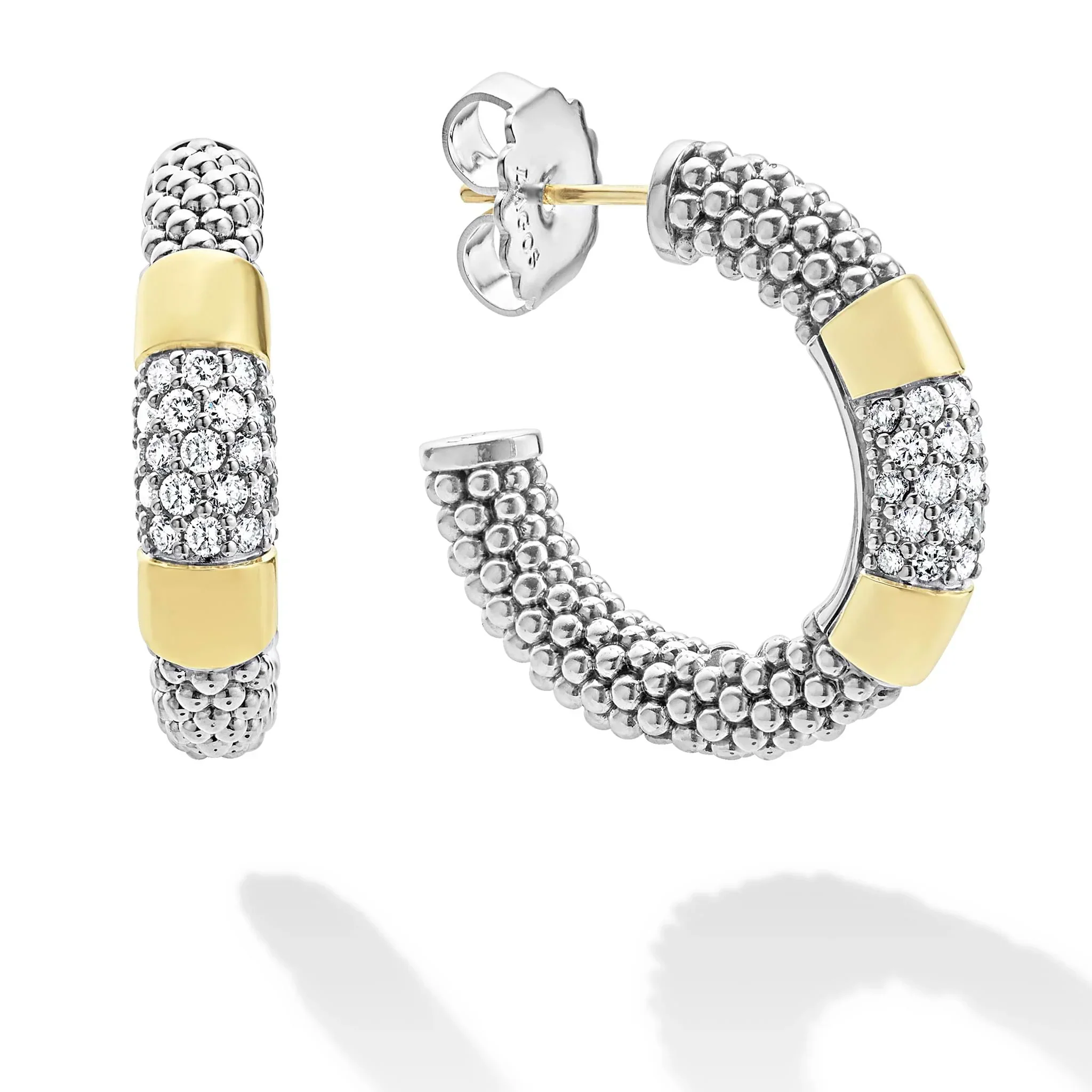 Two-Tone Diamond Hoop Earrings - Image 2