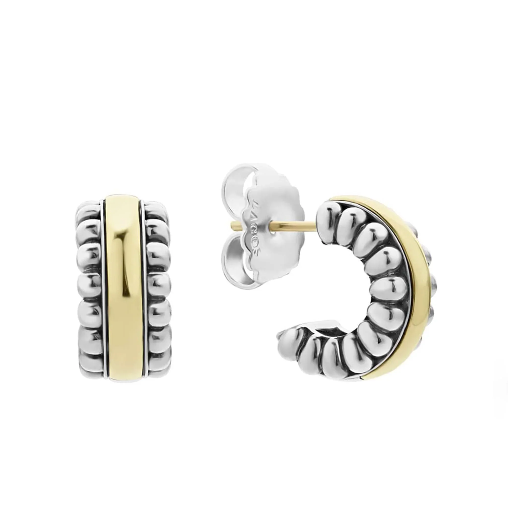 Two-Tone Flute Huggie Earrings - Image 3