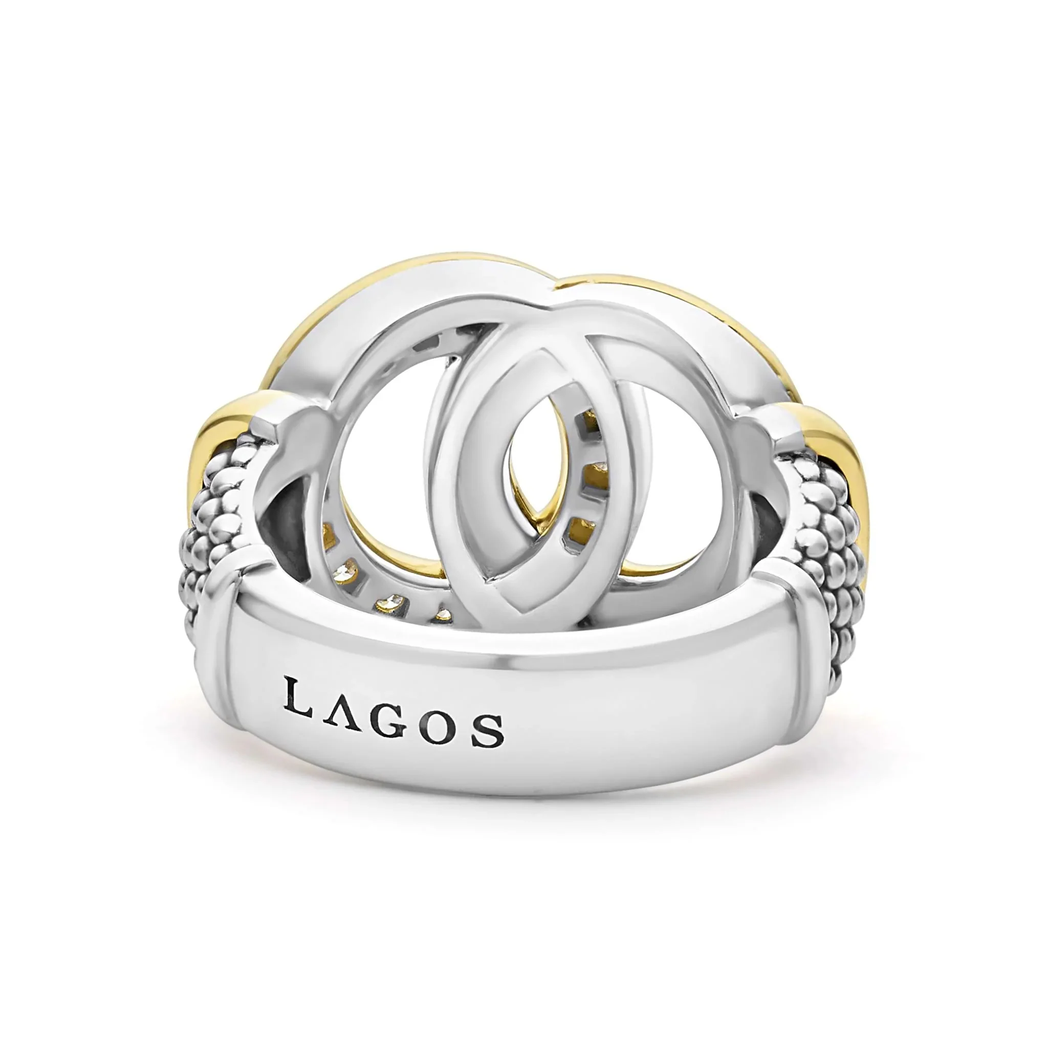 Two-Tone Interlocking Diamond Caviar Ring - Image 2