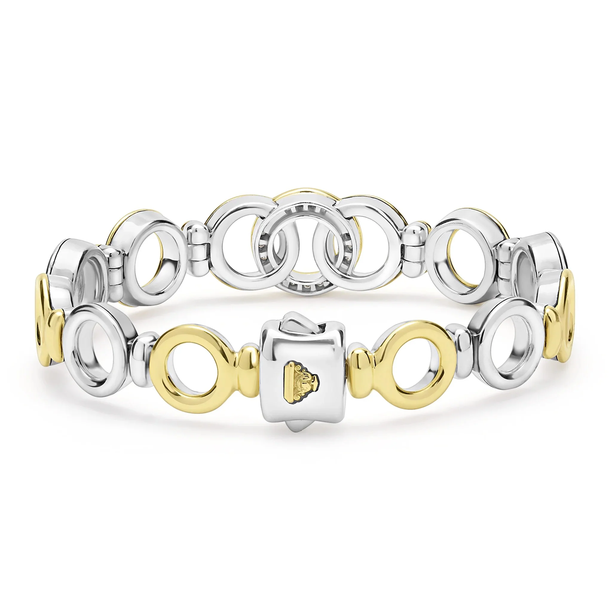 Two-Tone Interlocking Diamond Link Bracelet - Image 2