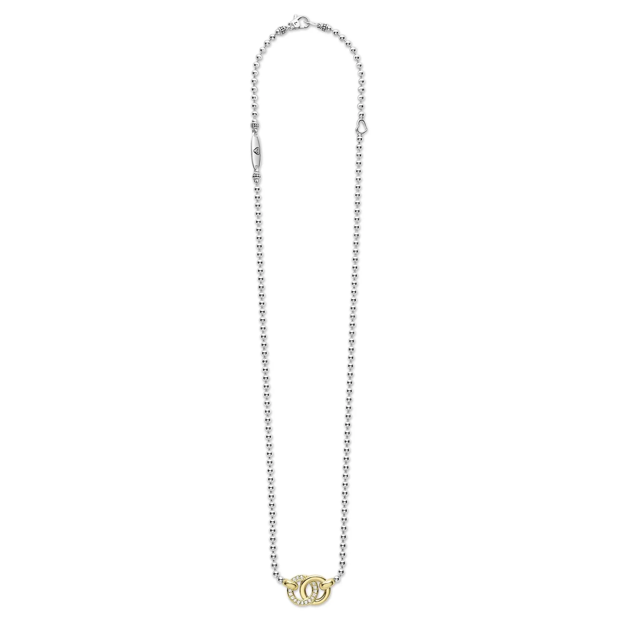 Two-Tone Interlocking Diamond Pendant Necklace - Image 2
