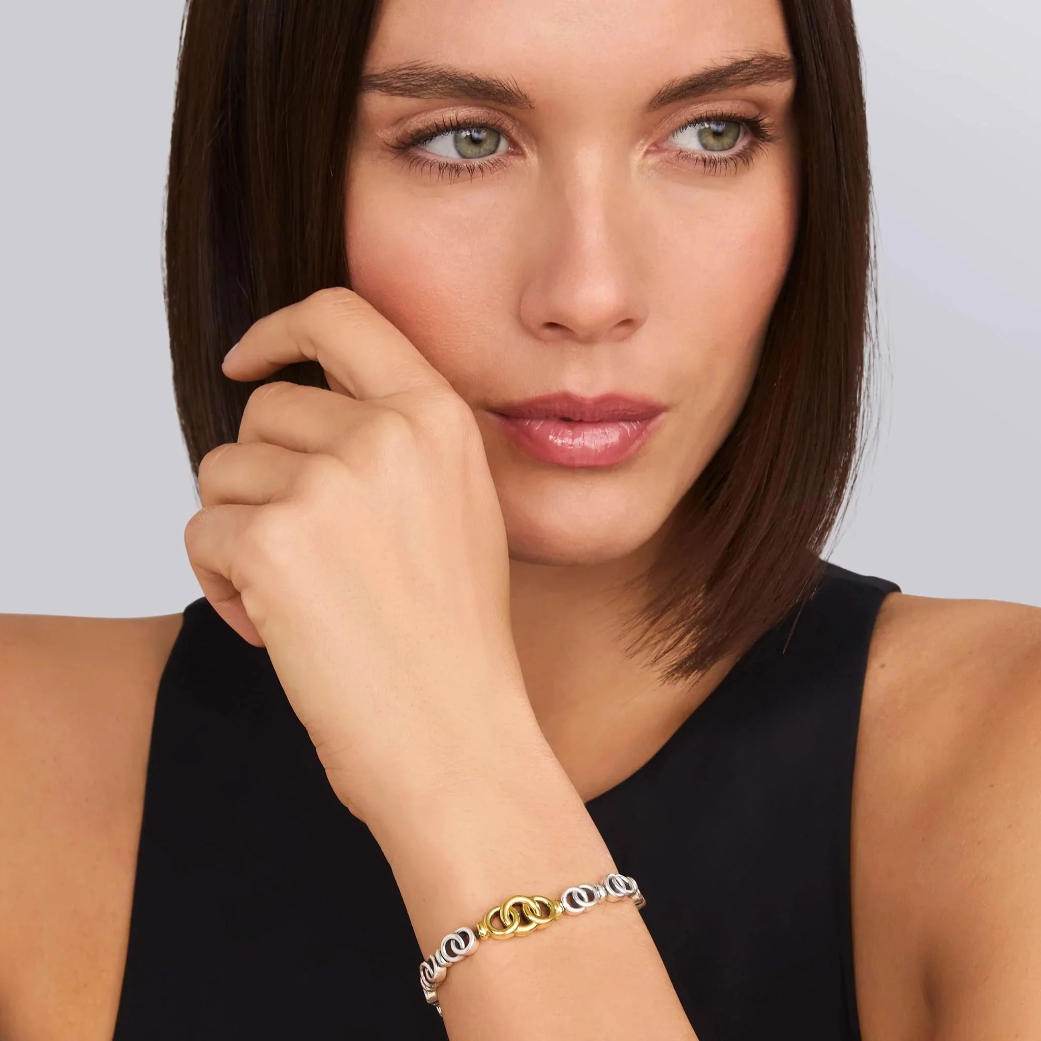 Two-Tone Interlocking Link Bracelet - Image 3