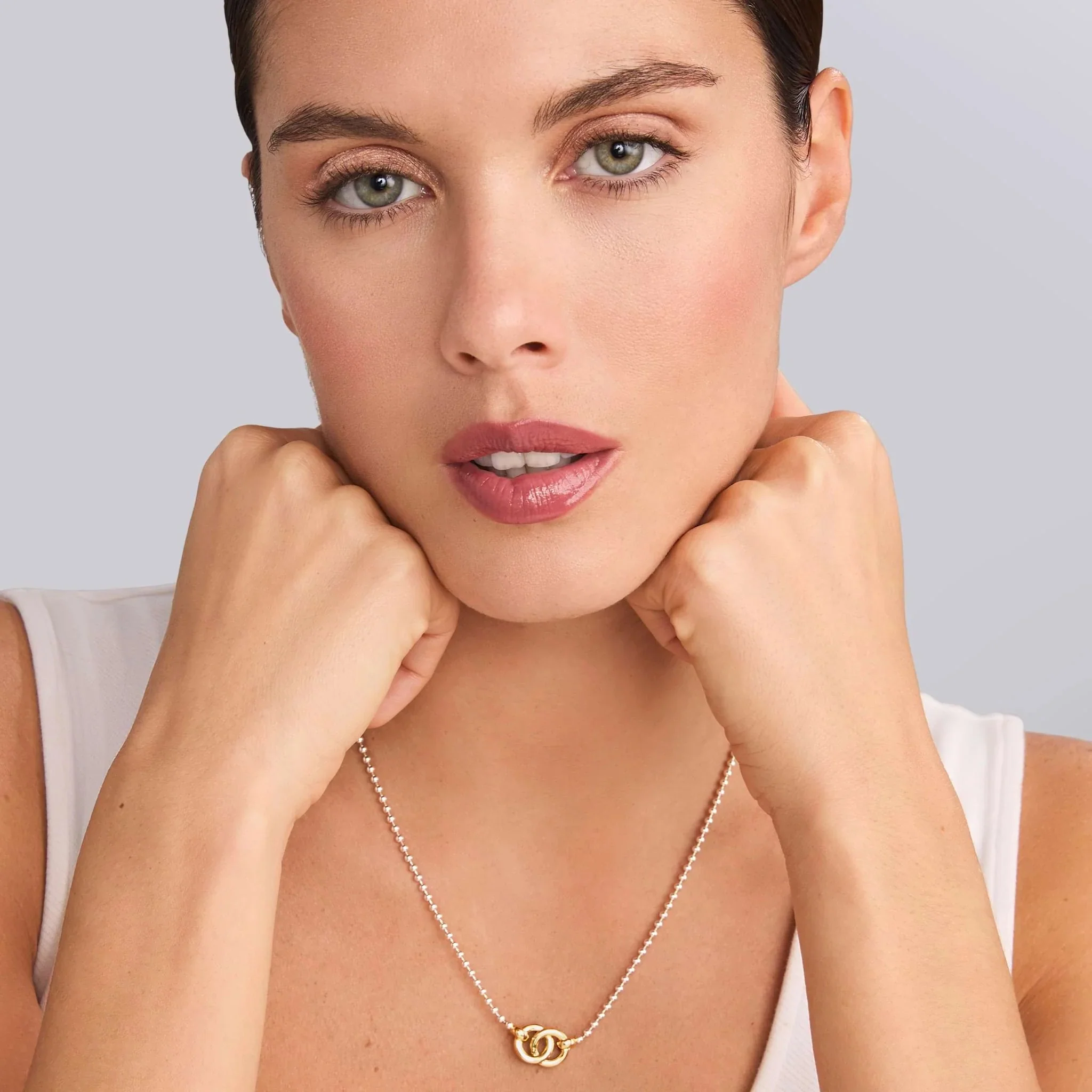 Two-Tone Interlocking Pendant Necklace - Image 2