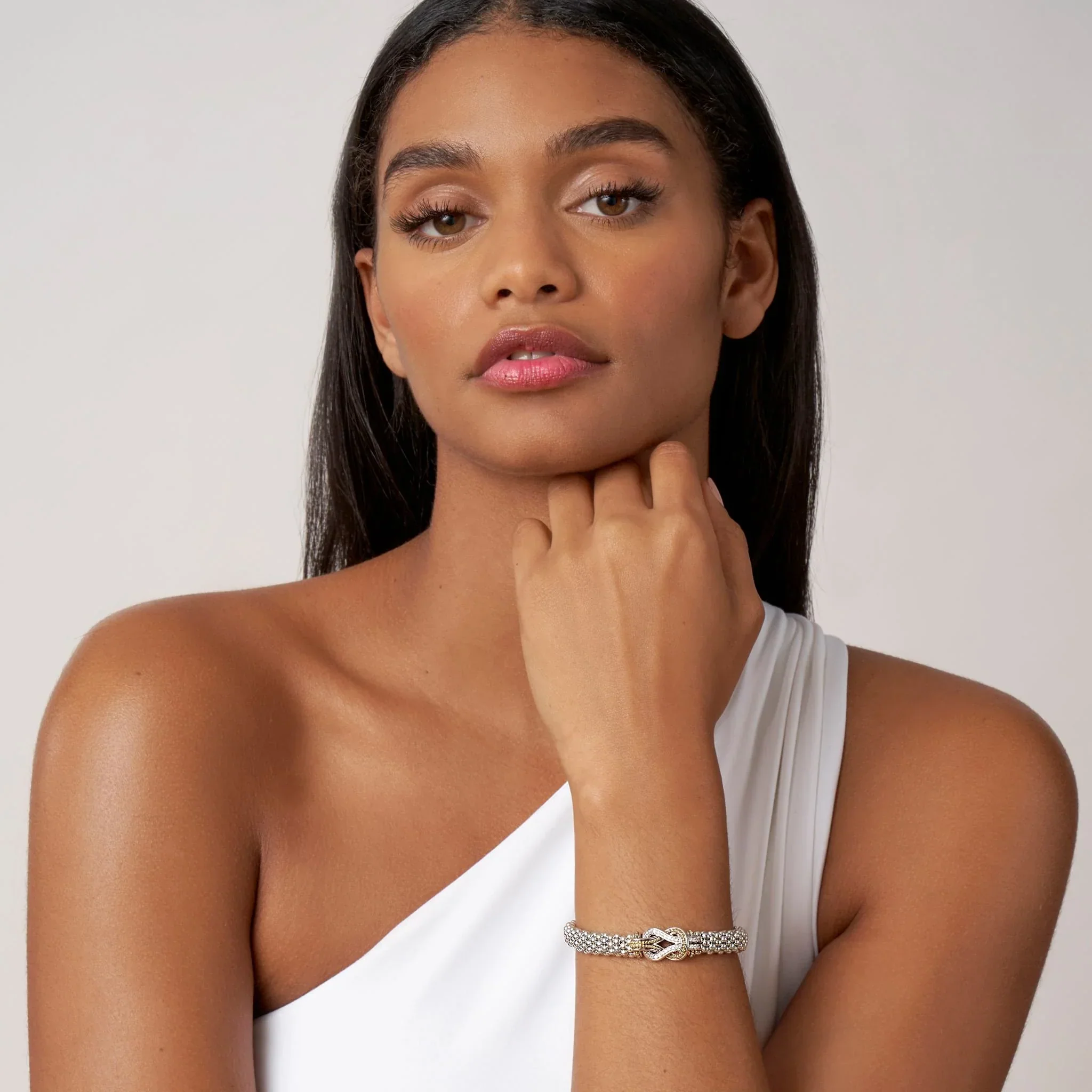 Two-Tone Knot Caviar Diamond Bracelet | 9mm - Image 2