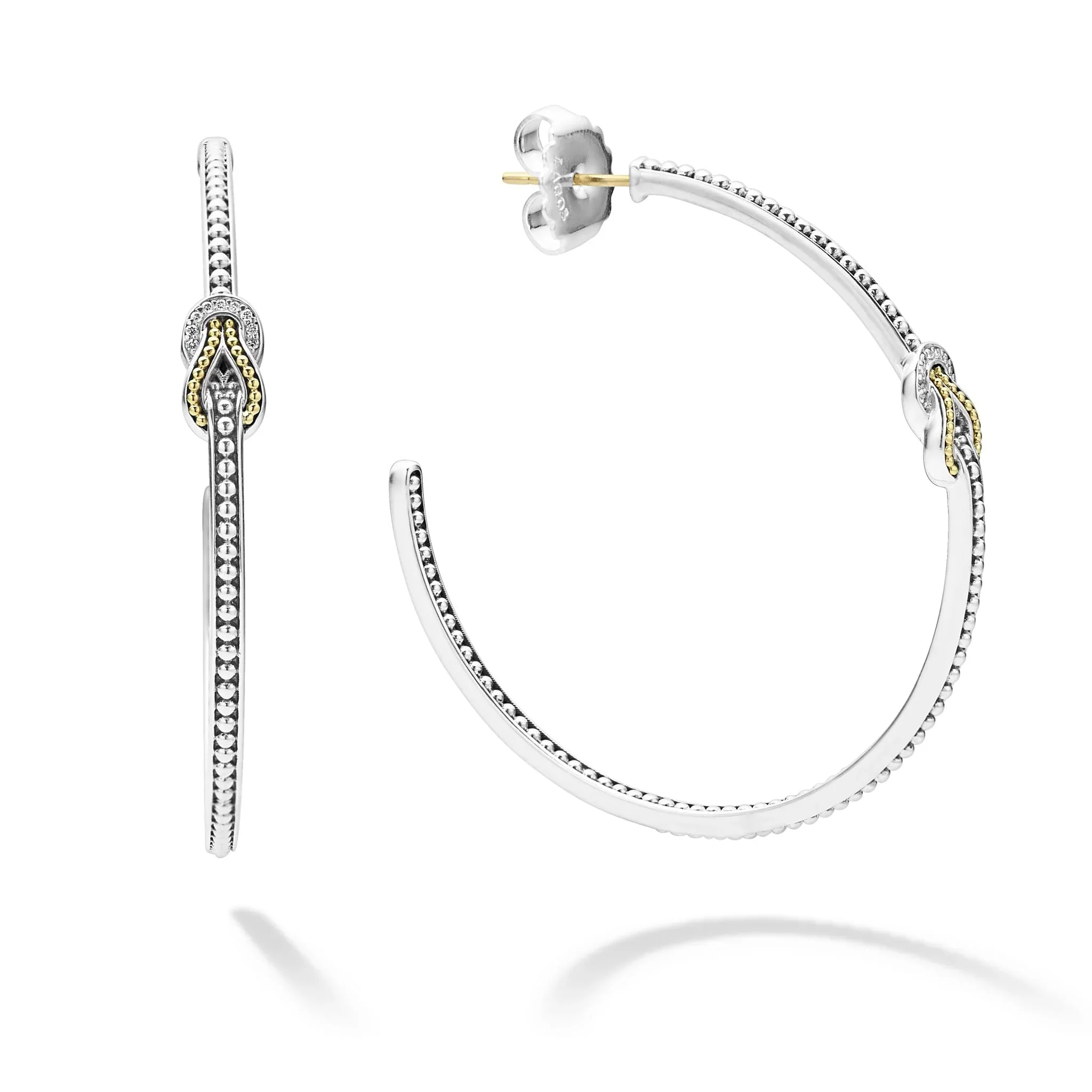 Two-Tone Knot Diamond Hoop Earring - Image 3