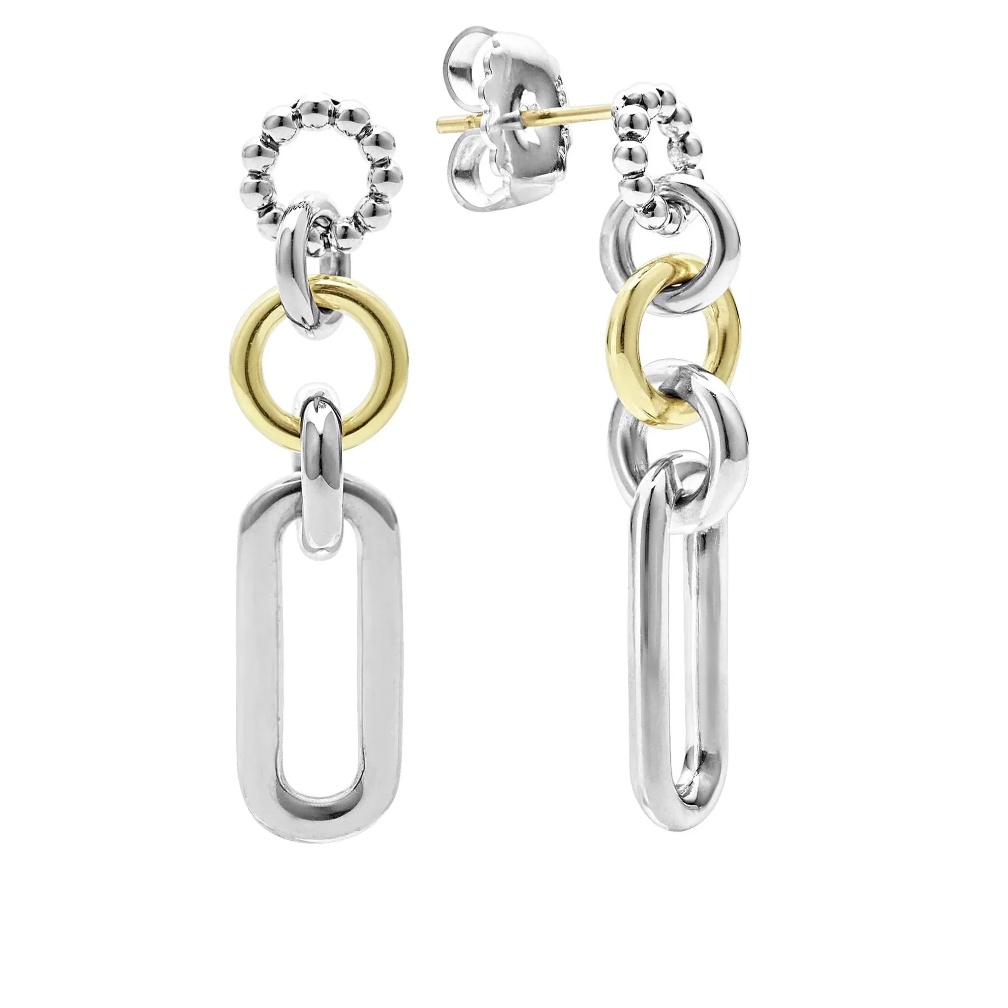 Two-Tone Link Drop Earrings - Image 3