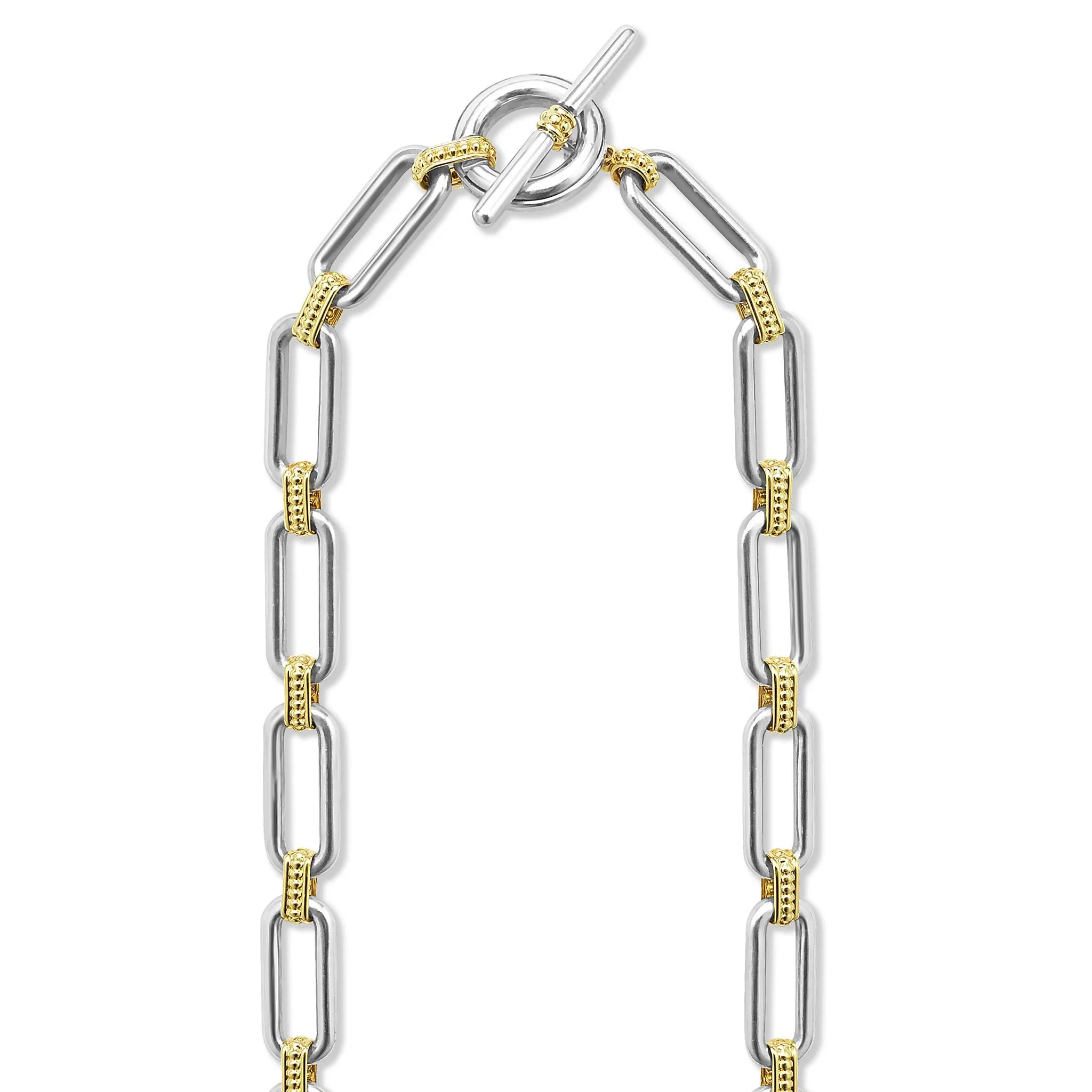 Two-Tone Link Single Station Diamond Necklace - Image 2