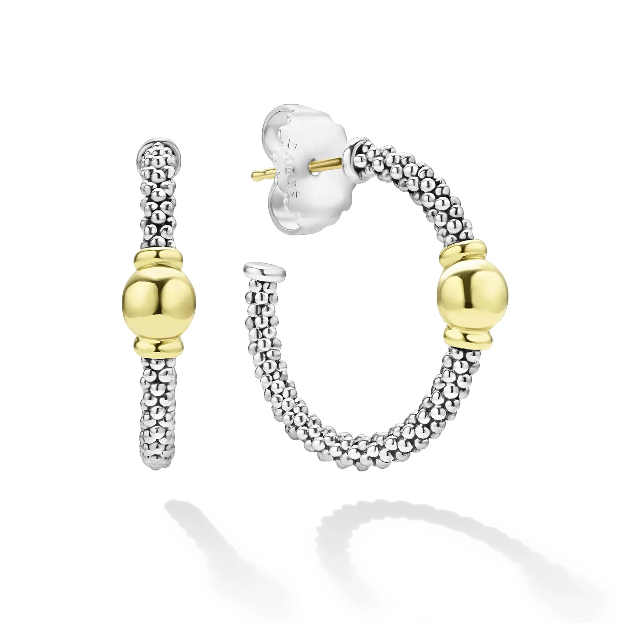 Two-Tone Station Hoop Earrings - Image 2