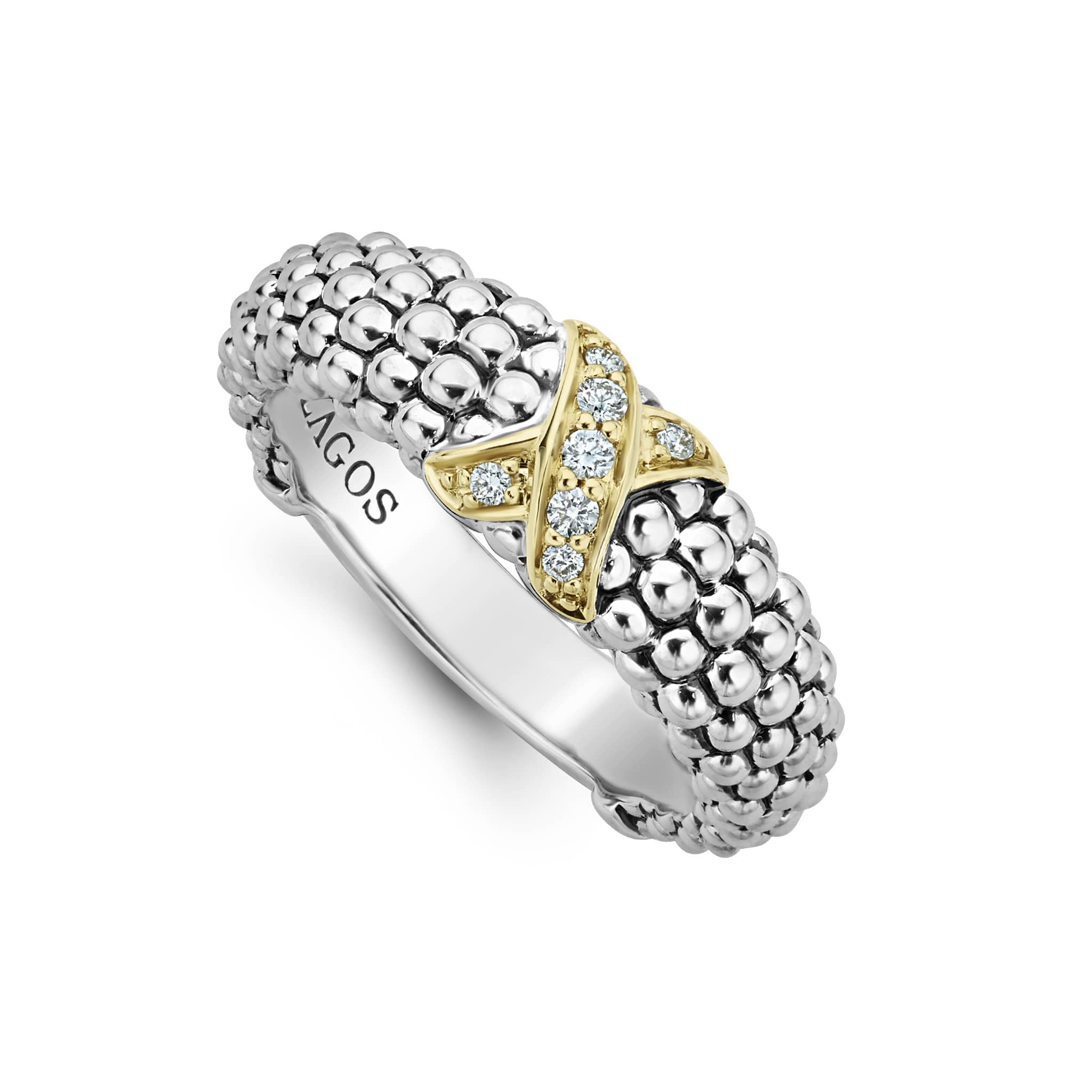 Two-Tone X Caviar Diamond Ring - Image 3