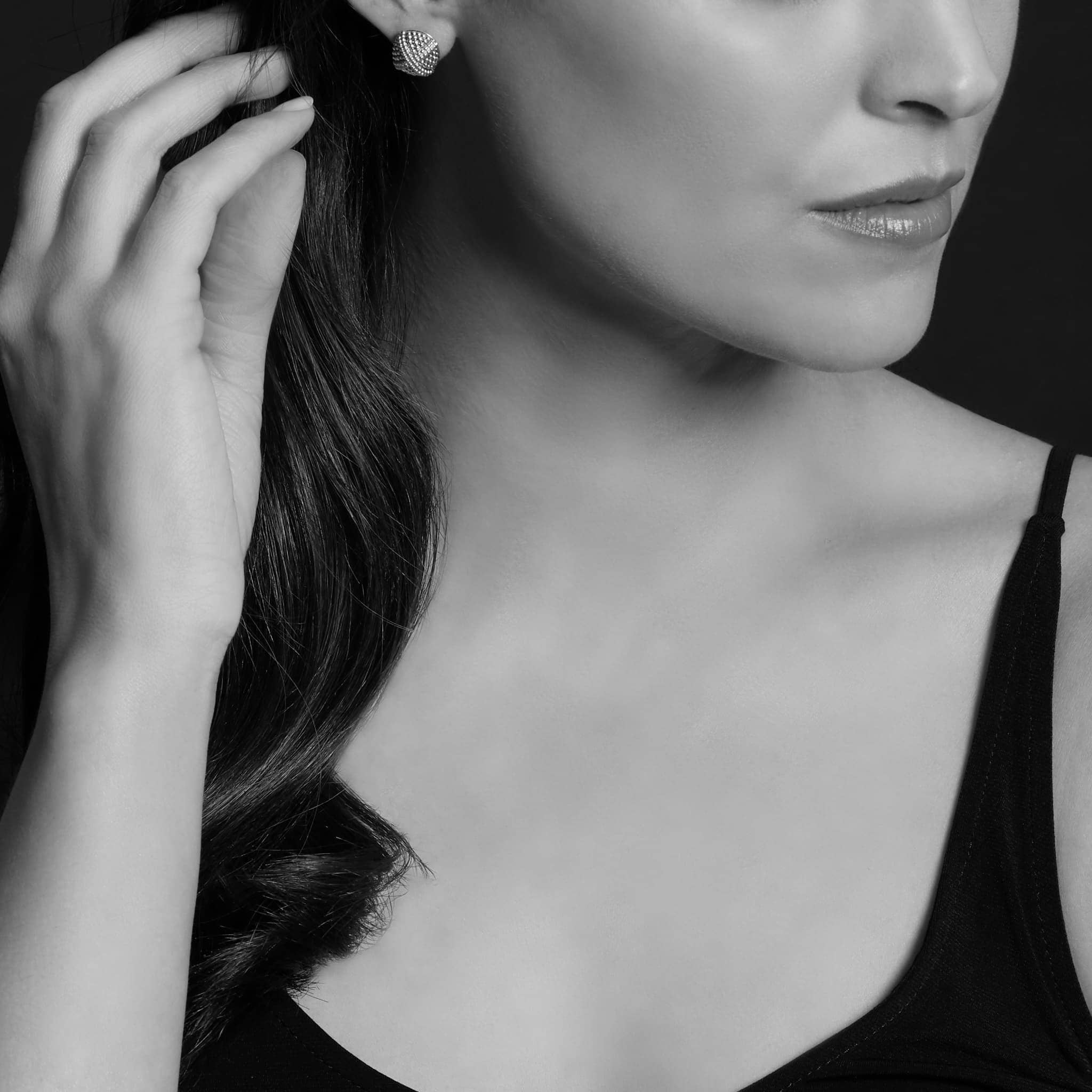 Two-Tone X Caviar Stud Earrings - Image 2