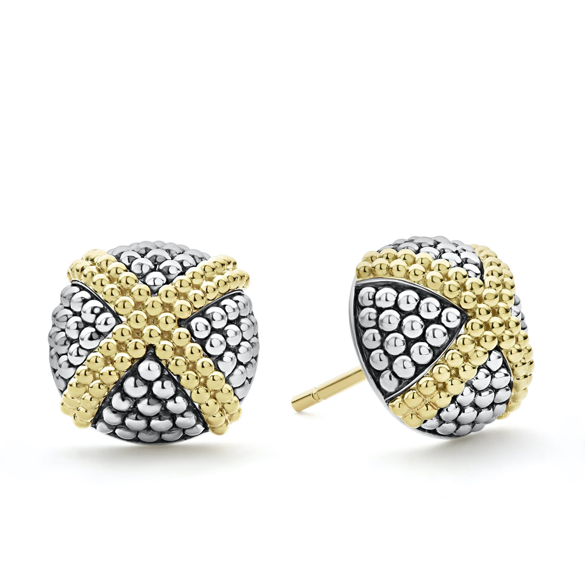 Two-Tone X Caviar Stud Earrings - Image 3
