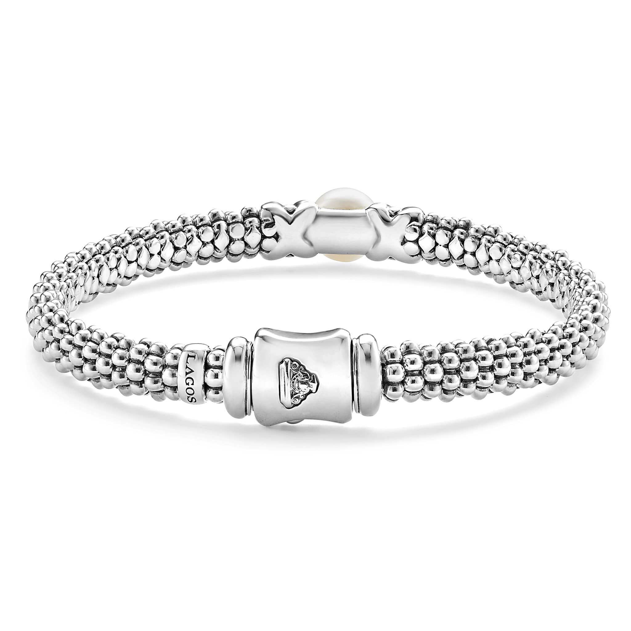 Two-Tone X Pearl Caviar Bracelet | 6mm - Image 3