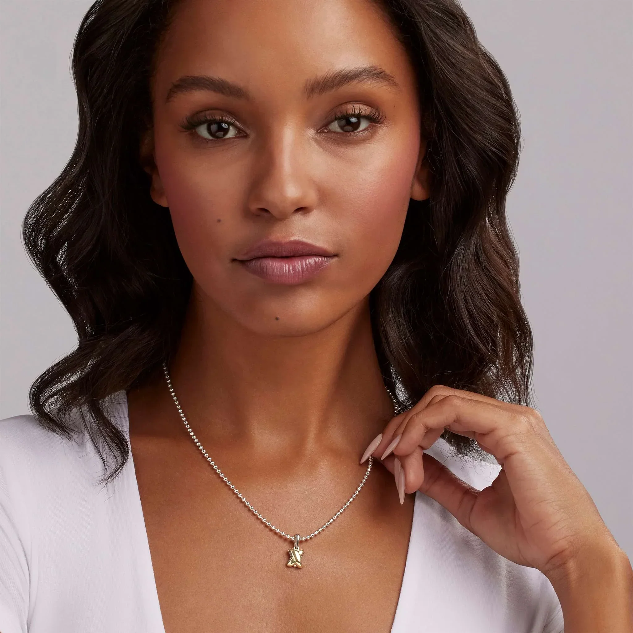 Two-Tone X Pendant Necklace - Image 2