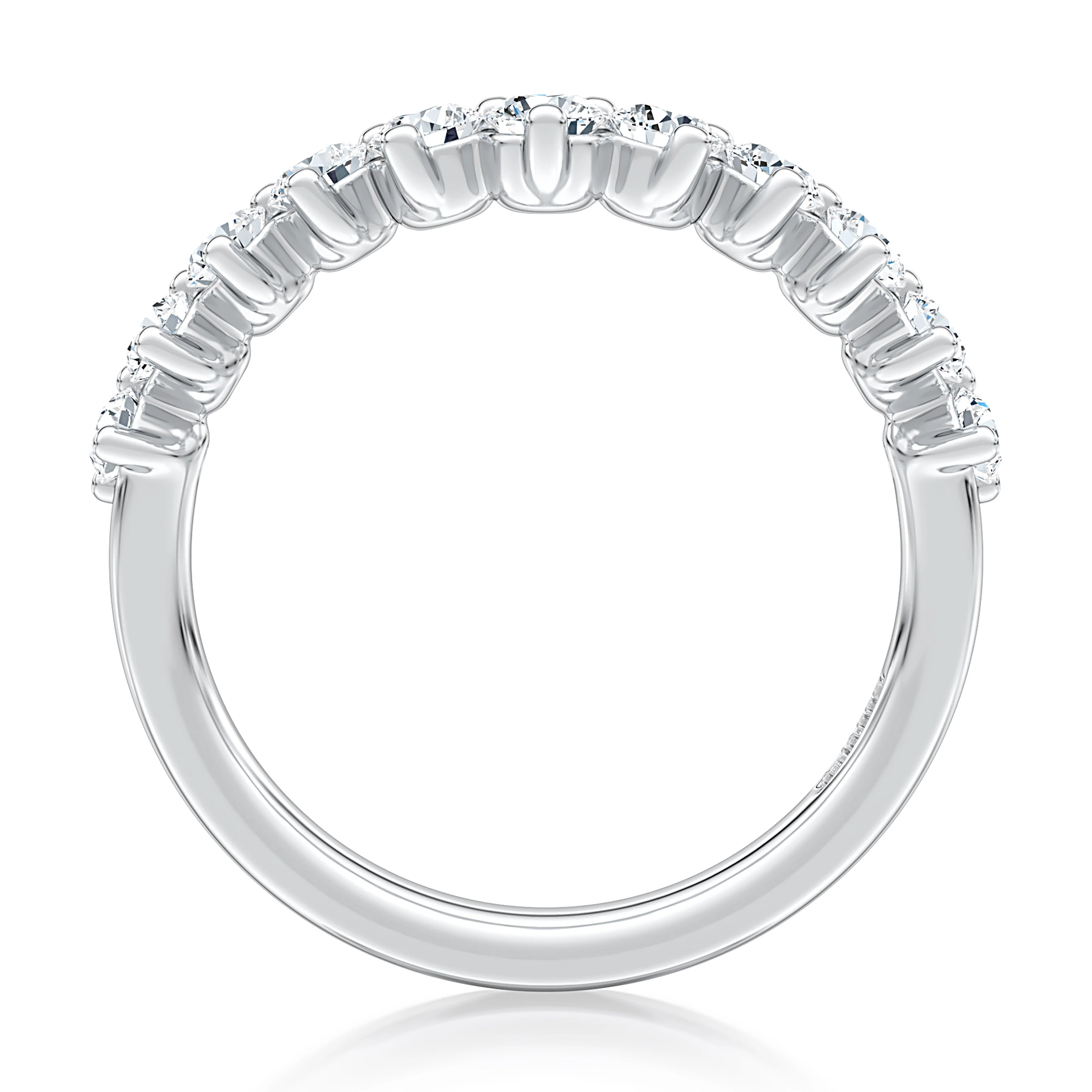 V Curved Diamond Pave Wedding Band - Image 2