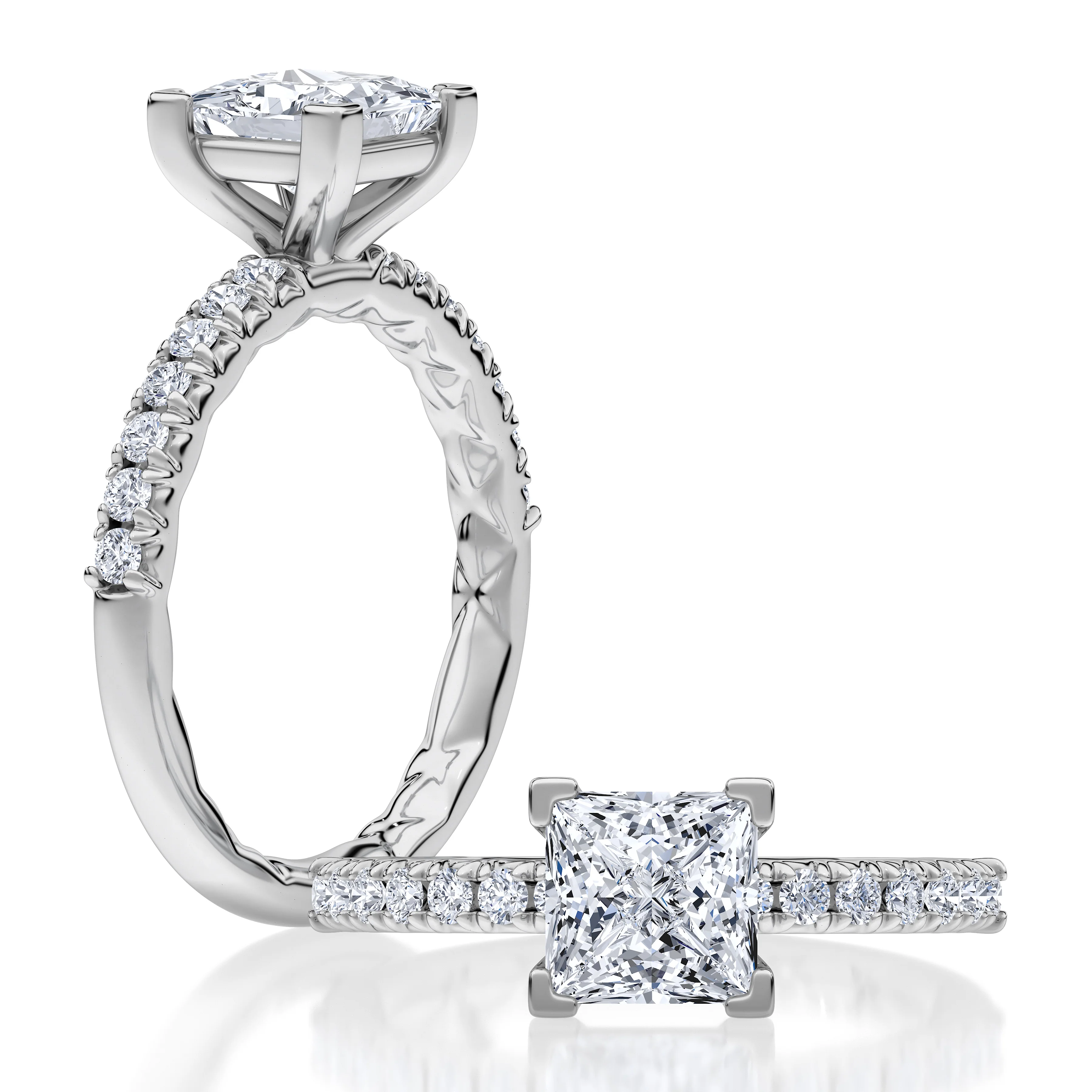 V-Tip Prong Princess Cut Diamond Engagement Ring - Image 3