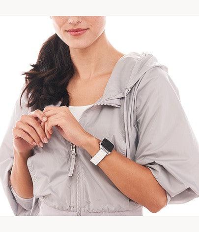 White and Stainless Silicone-Wrapped Bracelet Band for Apple Watch® - Image 4