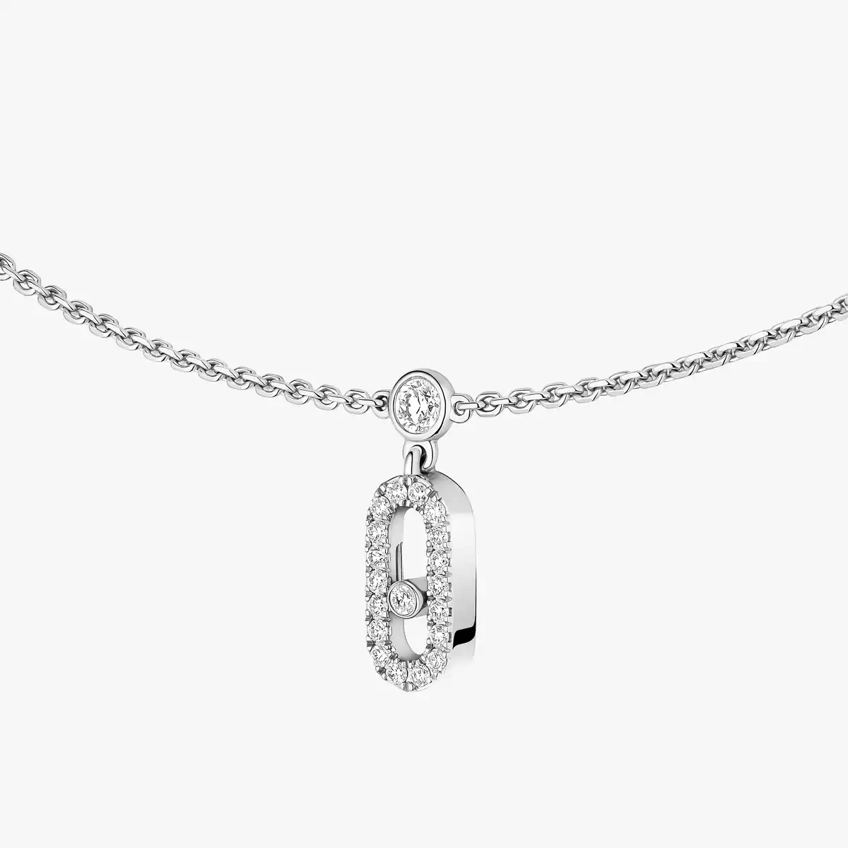 0.61ctw White Gold Diamond Pavé Drop Pendant Choker - Image 2