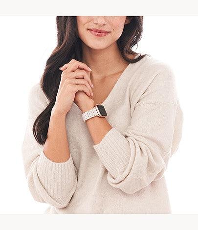 White Silicone-Wrapped Bracelet Band for Apple Watch® - Image 4